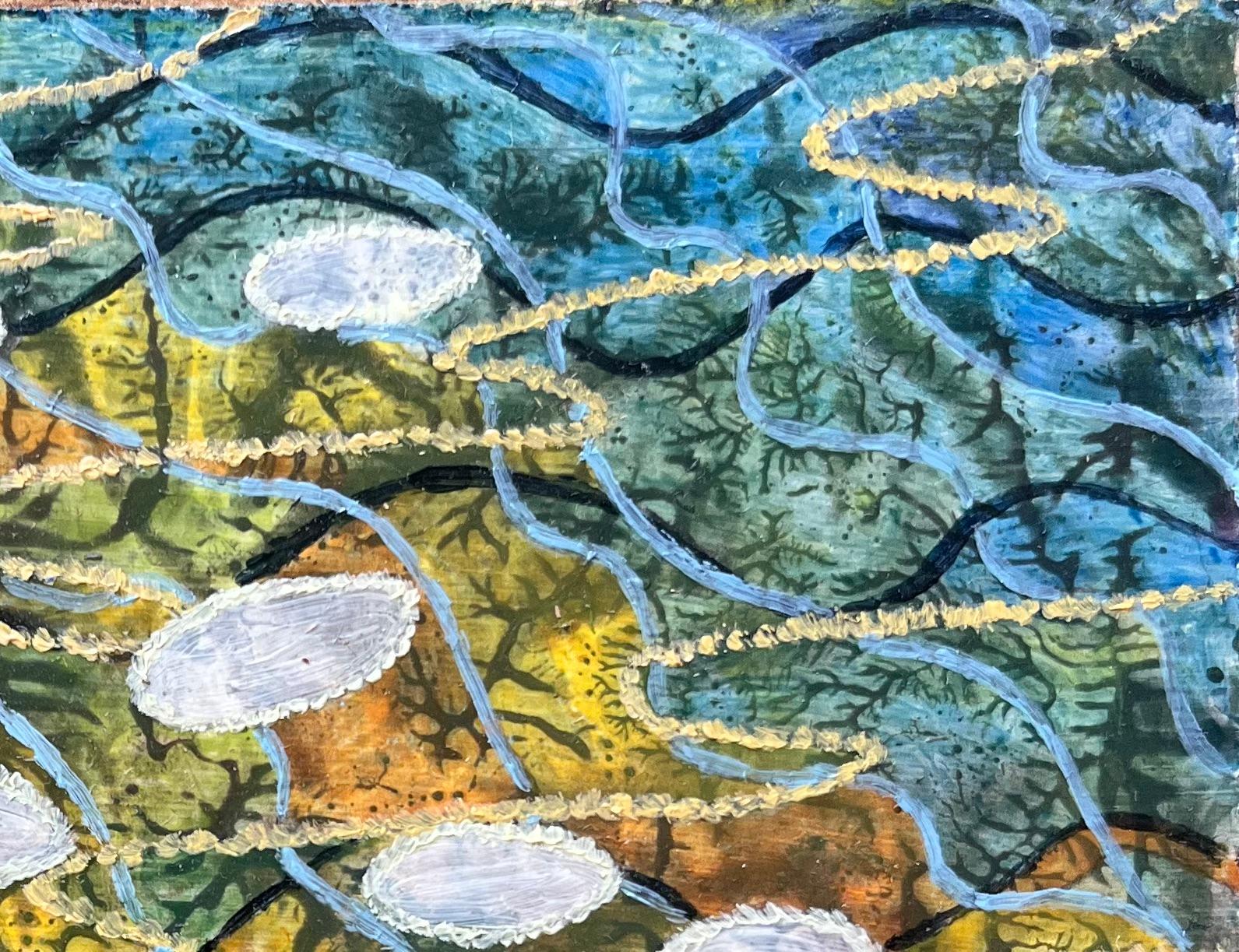 Pittura a olio surrealista britannica degli anni '60 - astratta 