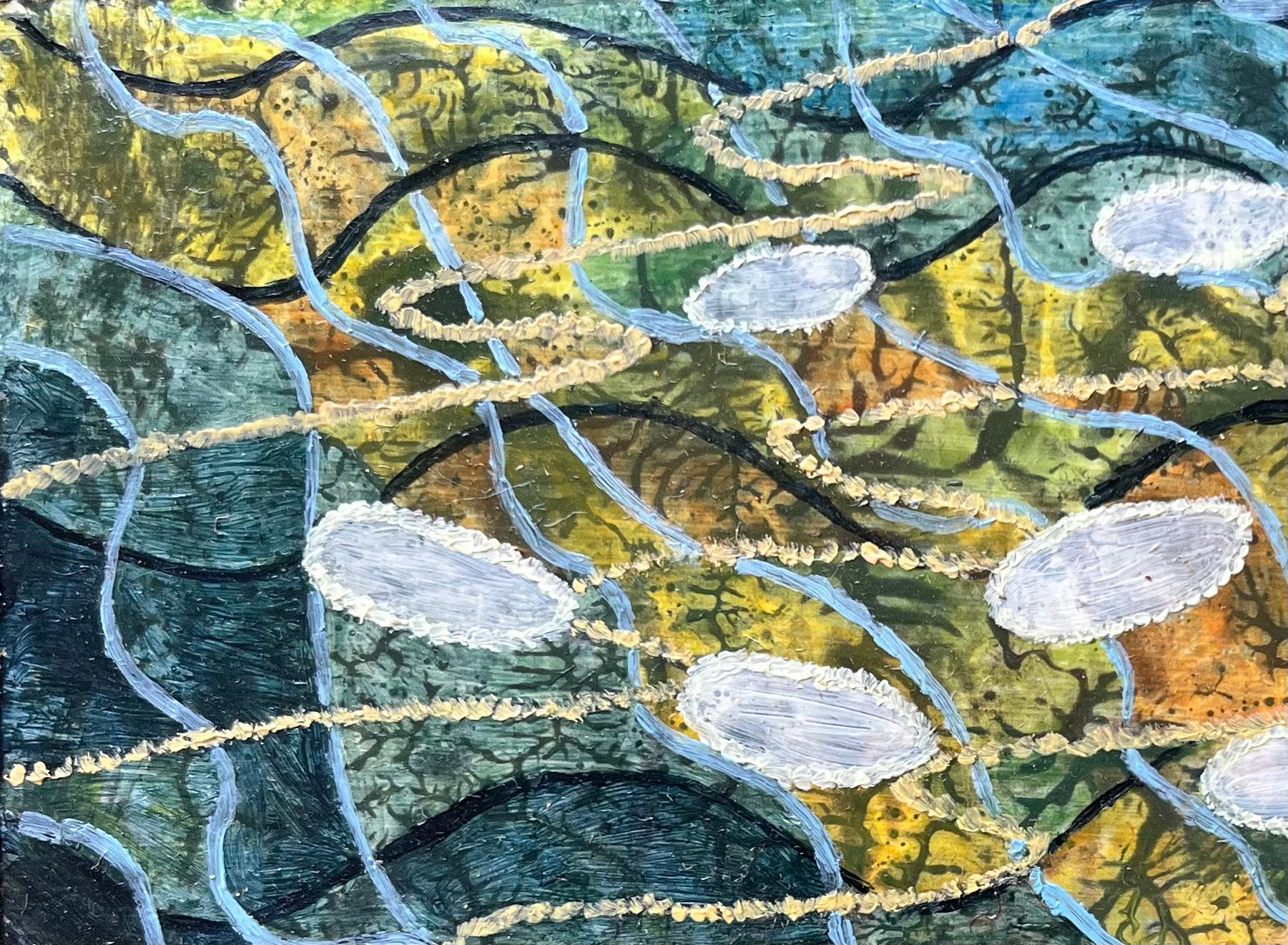 Pittura a olio surrealista britannica degli anni '60 - astratta 