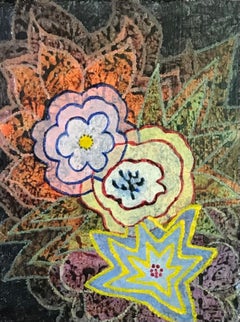 1960's British Surrealist Oil Painting - 'Floral Shapes' Fantasy Abstract
