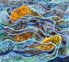 1960's British Surrealist Oil Painting - "Goldfish"