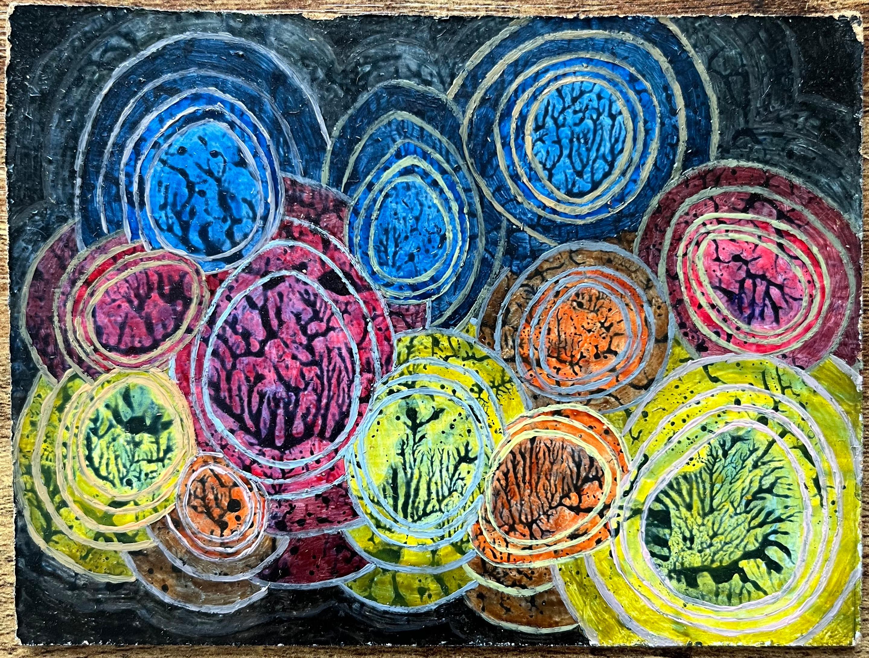 Pittura ad olio surrealista britannica degli anni '60 -  Speranze fragili come uova - Painting di Elvic Steele