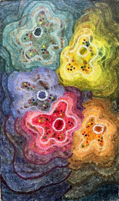 Pintura al óleo surrealista británica de los años 60 - "Los comienzos de la vida" Abstracto
