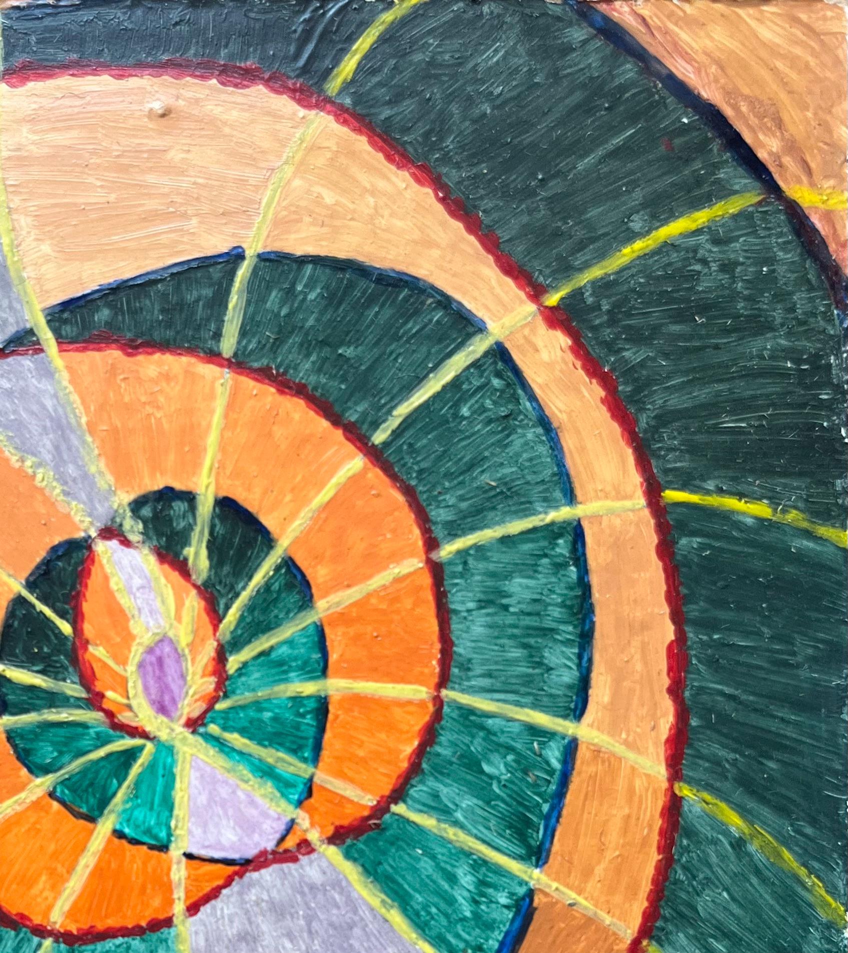 Pittura a olio surrealista britannica degli anni '60 - 'Luce nel cuore' astratto - Abstract Painting Grigio di Elvic Steele