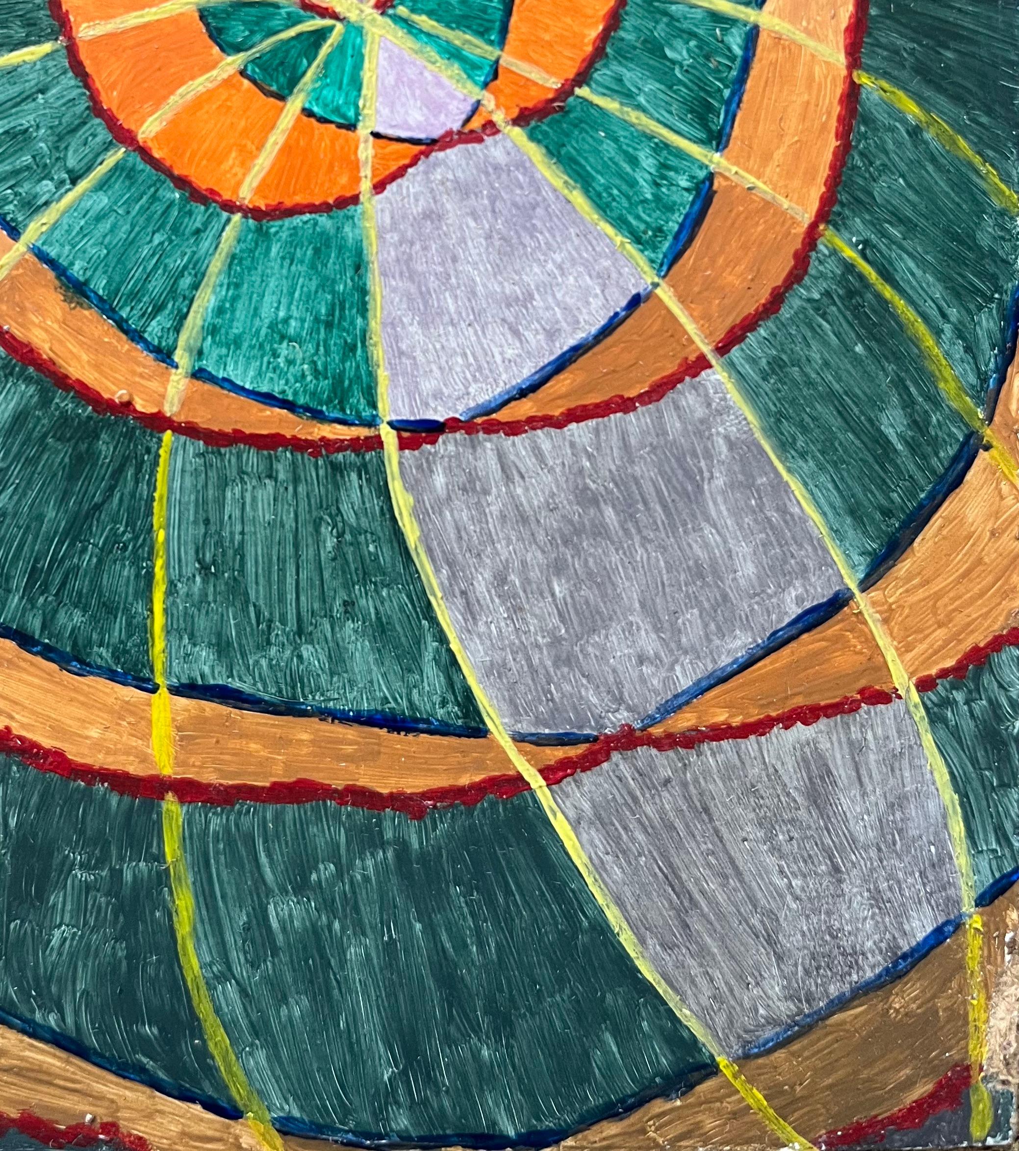 Titolo: Pittura ad olio surrealista britannica degli anni '60 - 'Luce nel cuore' Astratto
Artista: Elvic Steele
Mezzo: Olio su tavola, senza cornice
Dimensioni: 6 altezza x 4,5 larghezza
Condizioni: Buono 
Provenienza: tutti i quadri che abbiamo di