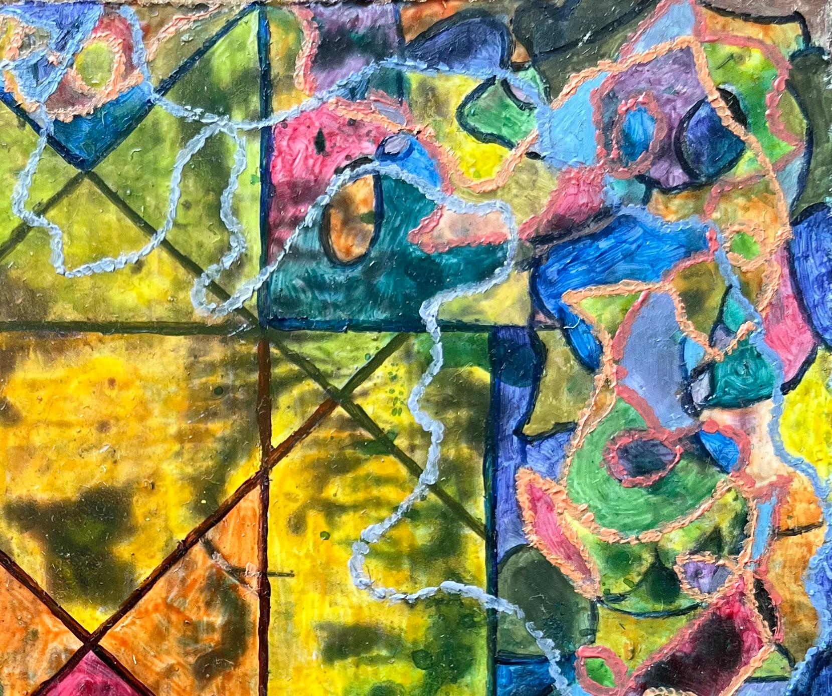 Pintura al óleo surrealista británica de los años 60 - 'Lógica + Fantasía' Abstracta - Abstract Painting Marrón de Elvic Steele