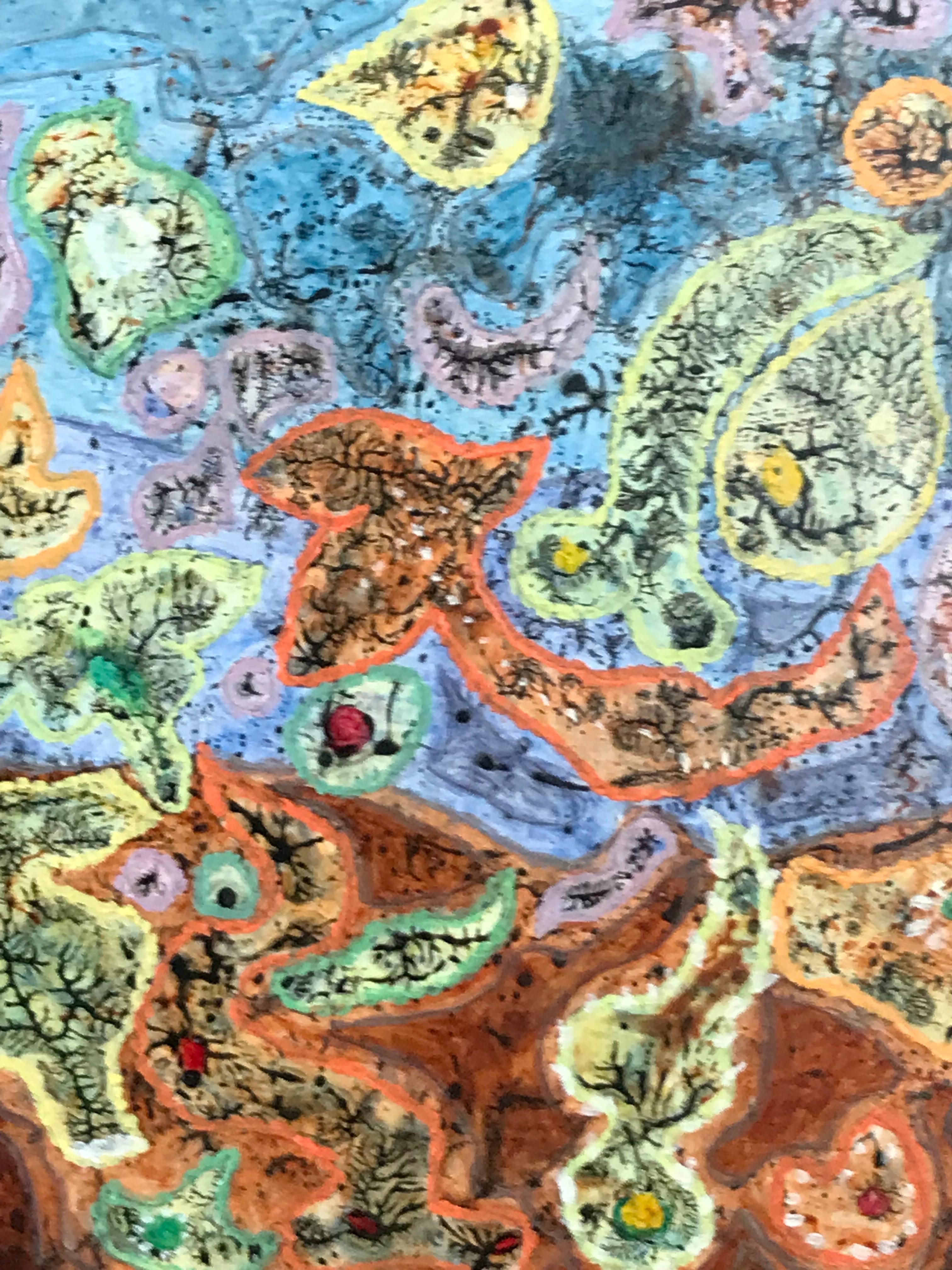 Pittura ad olio surrealista britannica degli anni '60 - 'Lucky Dip' astratto - Painting di Elvic Steele