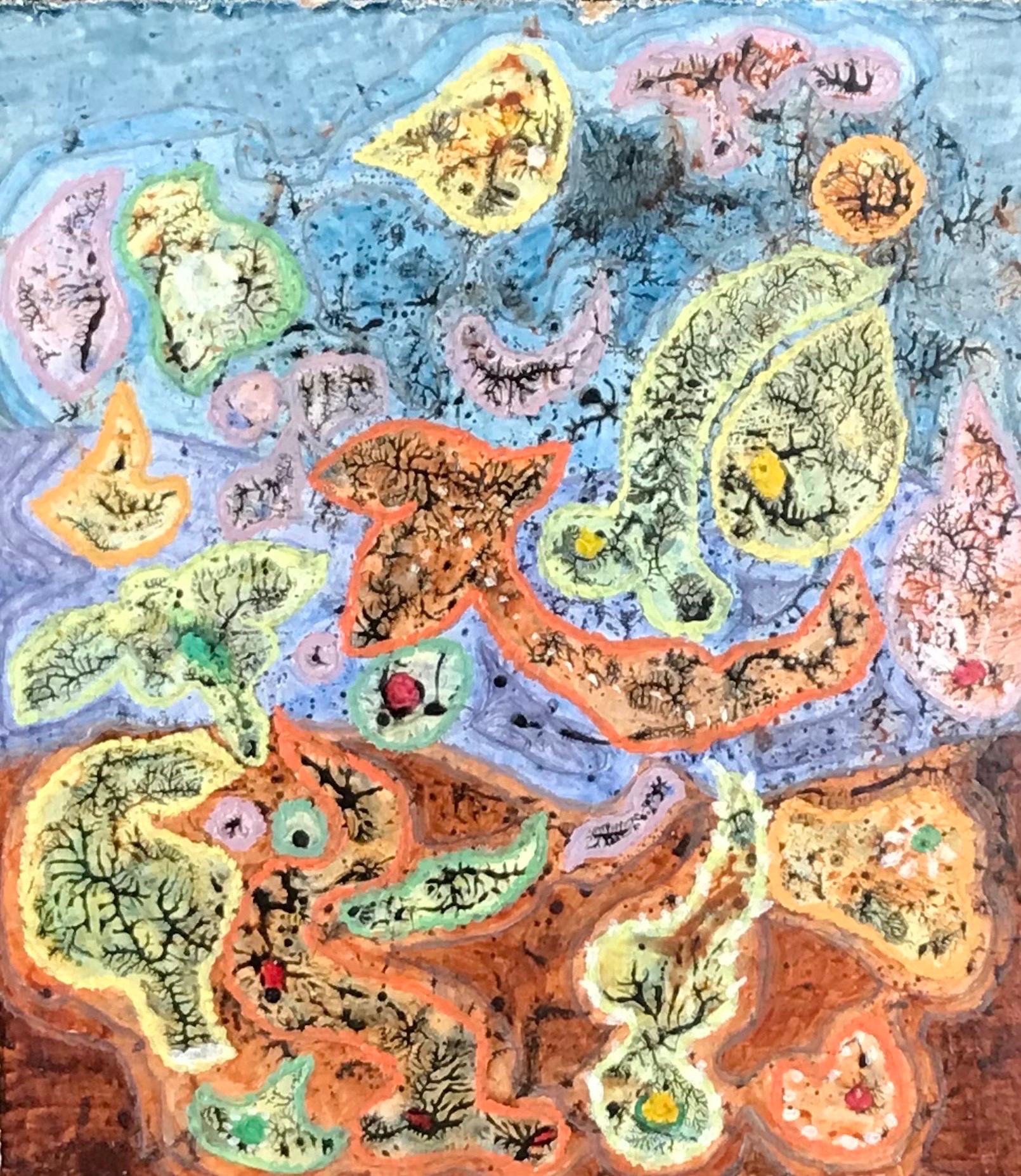 Abstract Painting di Elvic Steele - Pittura ad olio surrealista britannica degli anni '60 - 'Lucky Dip' astratto