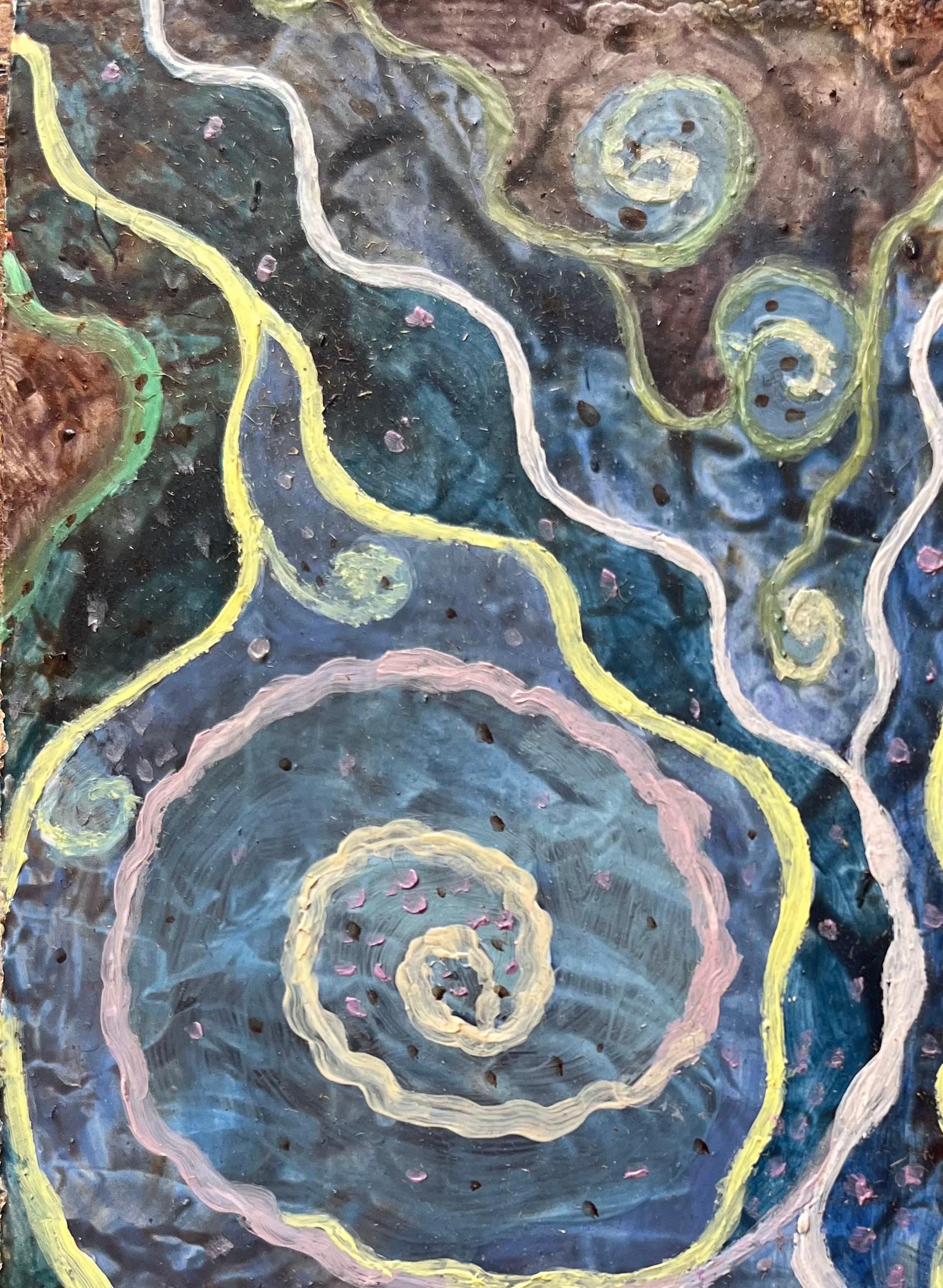 Titolo: Pittura ad olio surrealista britannica degli anni '60 - Studio astratto 