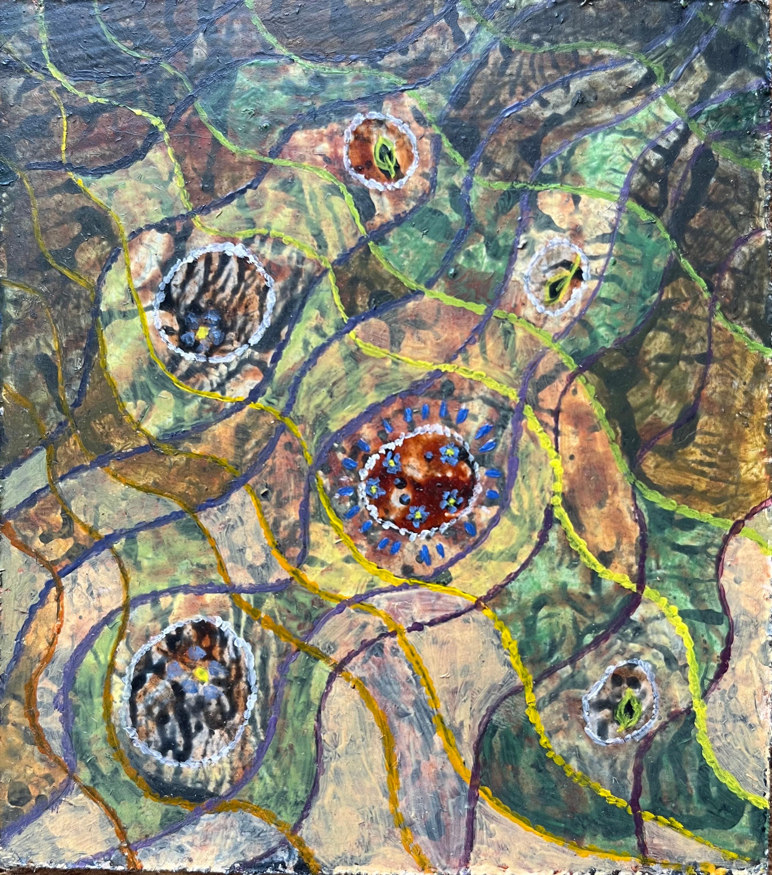 Abstract Painting di Elvic Steele - Pittura ad olio surrealista britannica degli anni '60 - "Momenti di intuizione