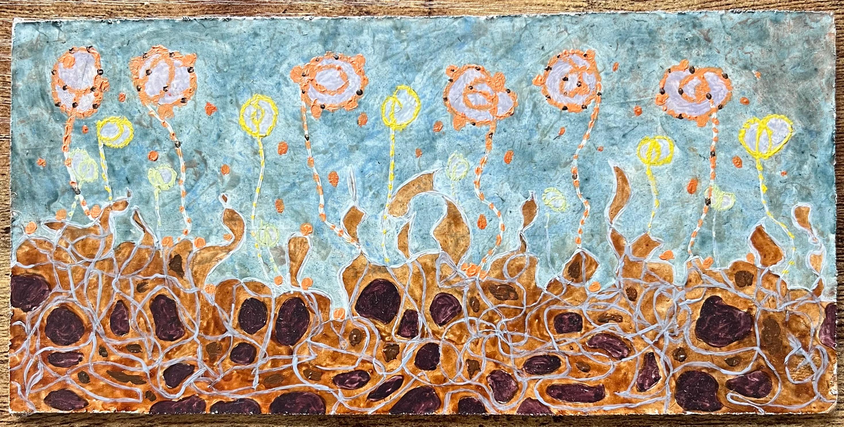 Pittura ad olio surrealista britannica degli anni '60 - 'Mucar Mould' astratto - Painting di Elvic Steele