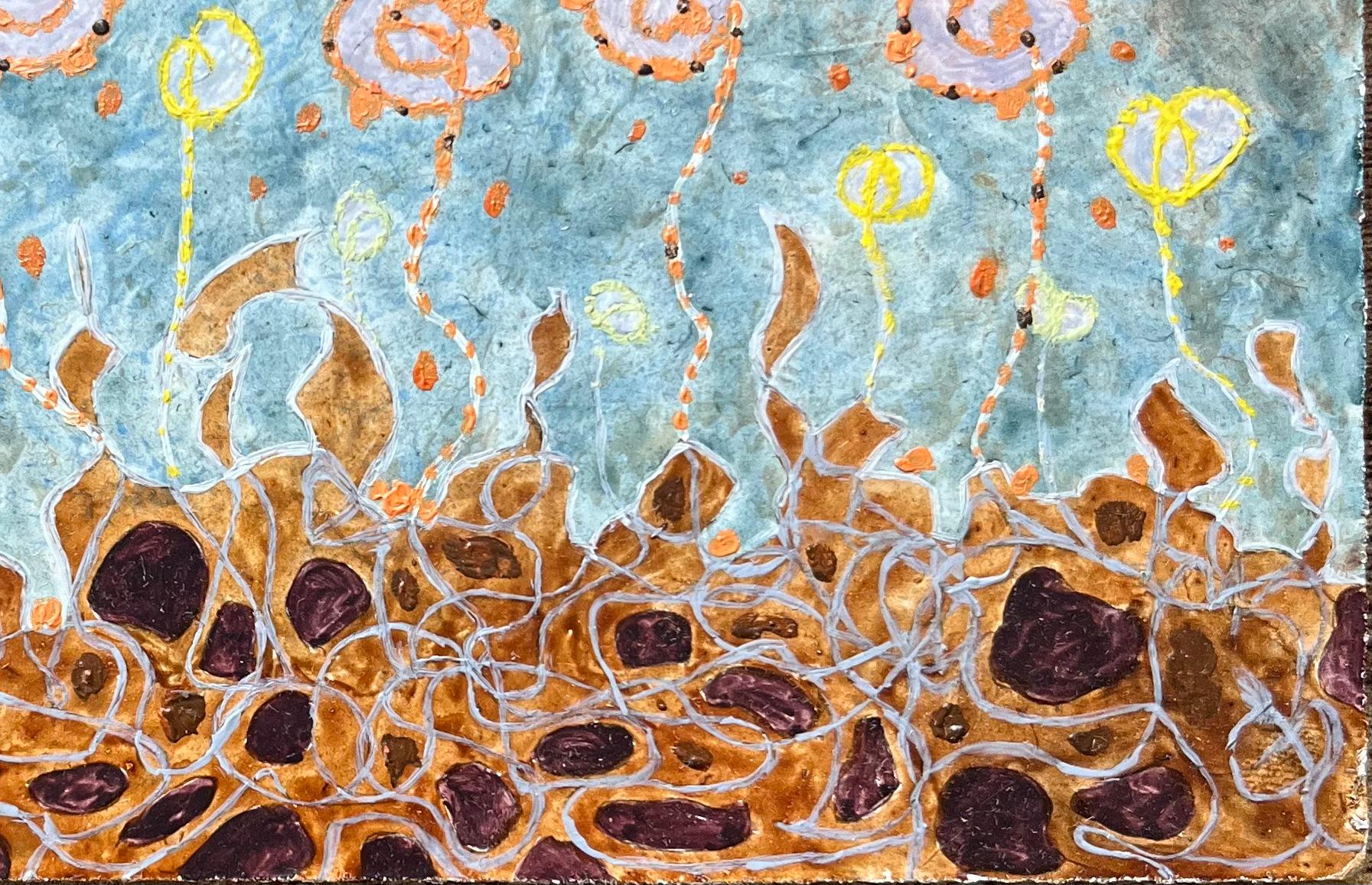 Pittura ad olio surrealista britannica degli anni '60 - 'Mucar Mould' astratto - Painting Surrealismo di Elvic Steele