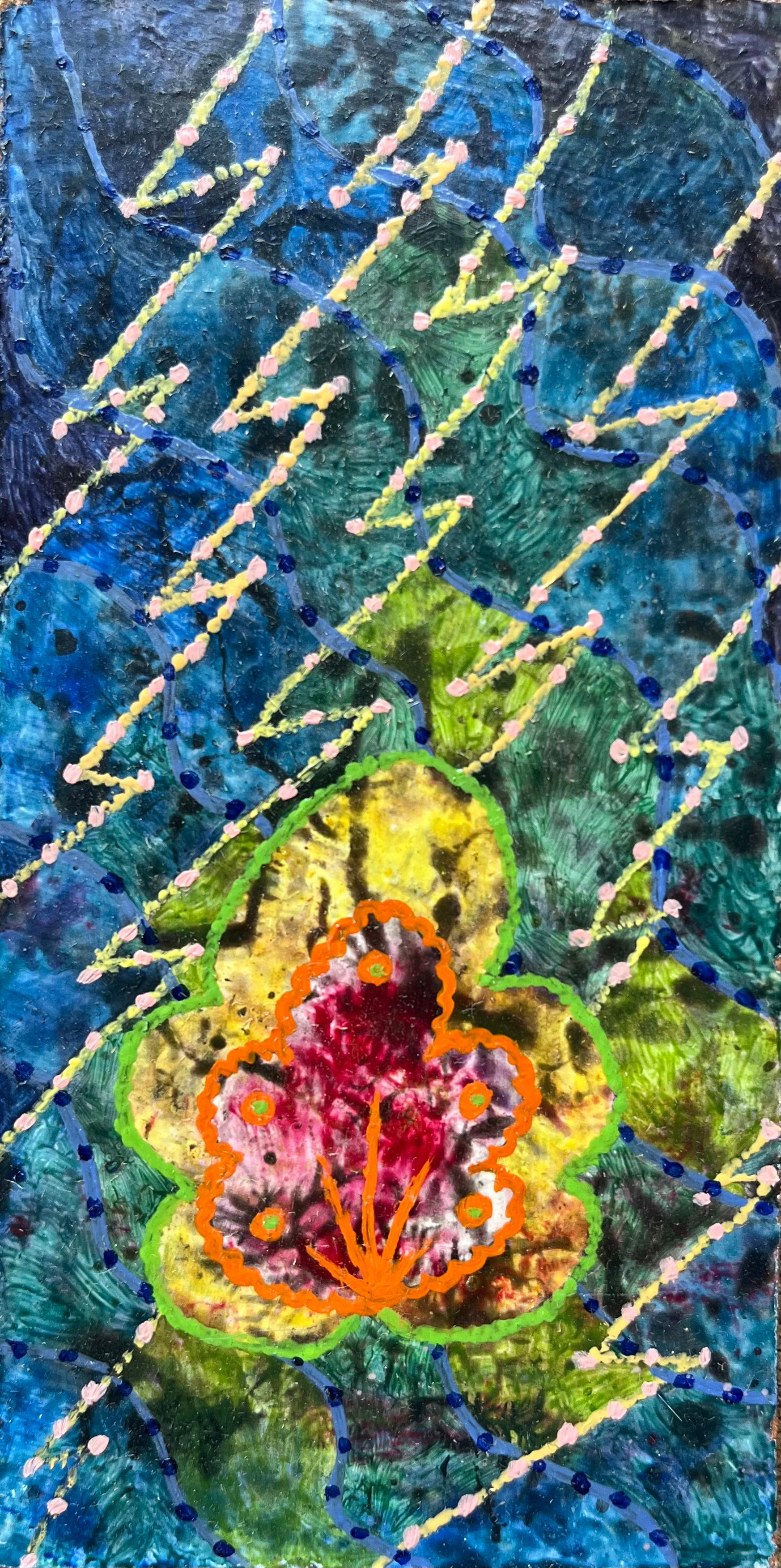 Abstract Painting di Elvic Steele - Pittura ad olio surrealista britannica degli anni '60 - "Bisogni della vita
