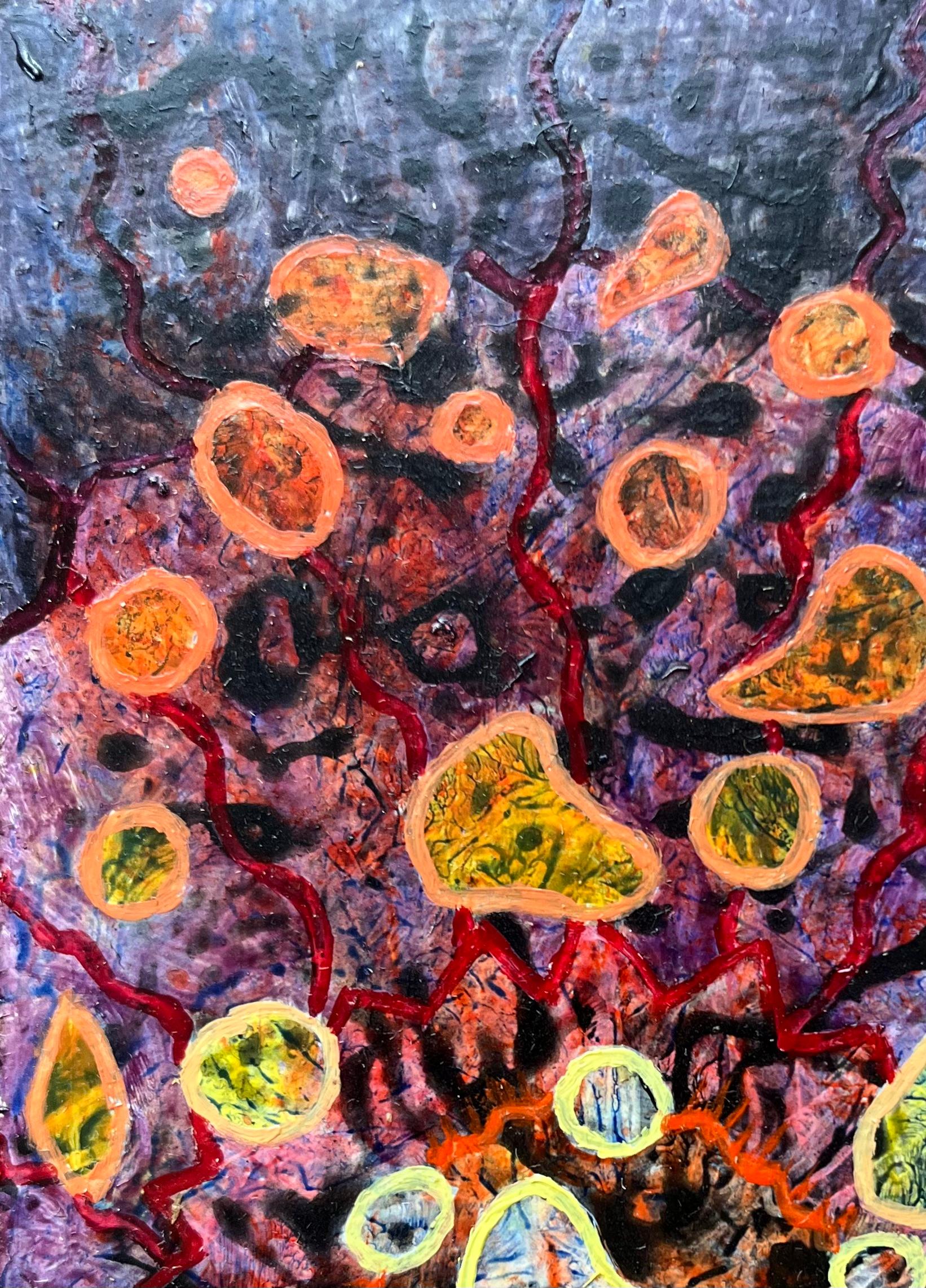 Titolo: Pittura ad olio surrealista britannica degli anni '60 - 'Eruzione delle profondità oceaniche'
Mezzo: Olio su tavola, senza cornice
Dimensioni: 6 altezza x 4 larghezza
Condizioni: Buono 
Provenienza: tutti i quadri che abbiamo di questo