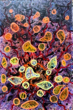 1960's British Surrealist Oil Painting - 'Ocean Depths Eruption'