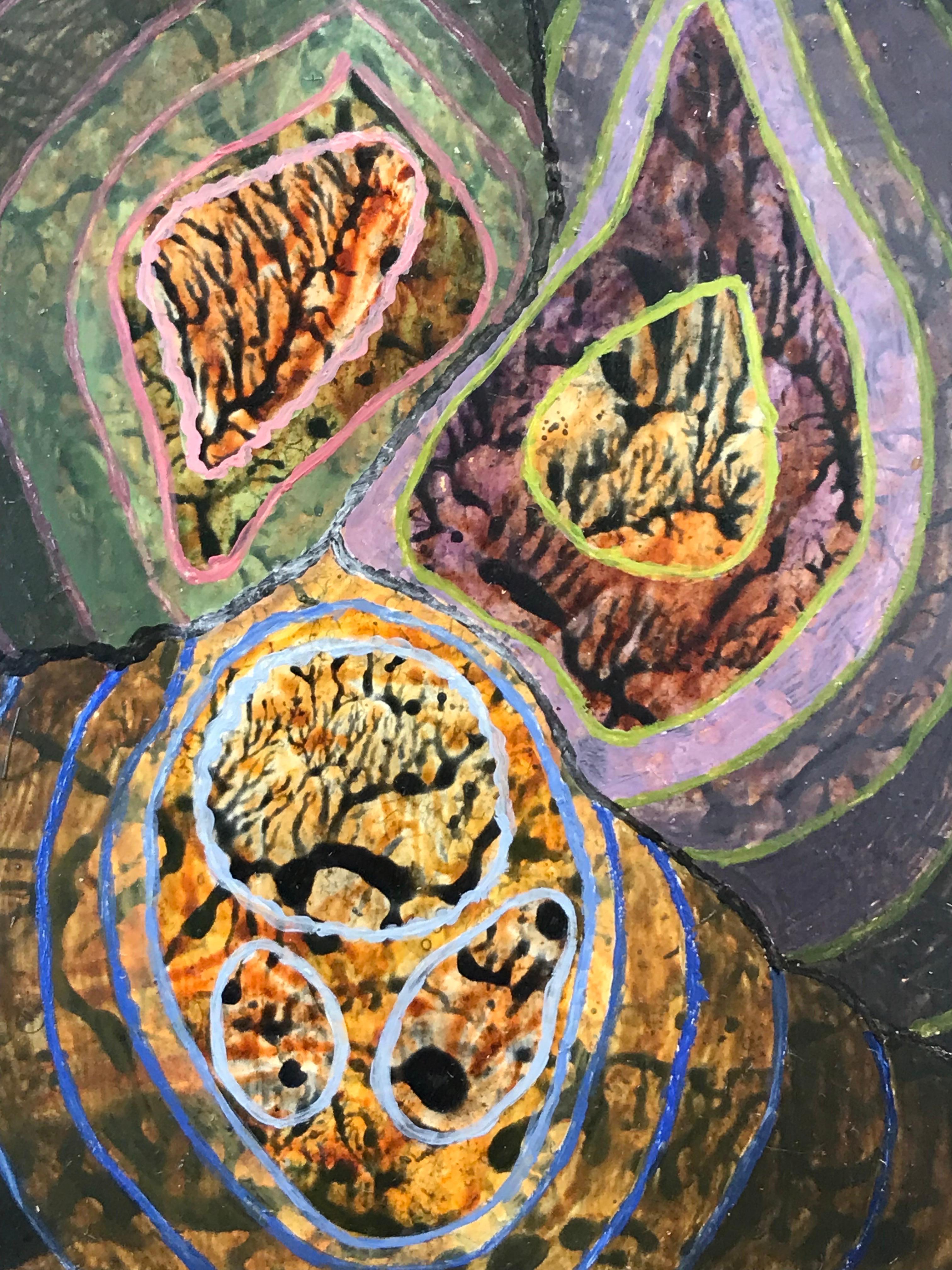 Pittura ad olio surrealista britannica degli anni '60 - Forme astratte eccentriche - Painting Surrealismo di Elvic Steele