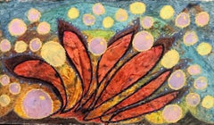 Peinture à l'huile surréaliste britannique des années 1960 - « Red Seaweed », abstrait fantaisiste des années 1960