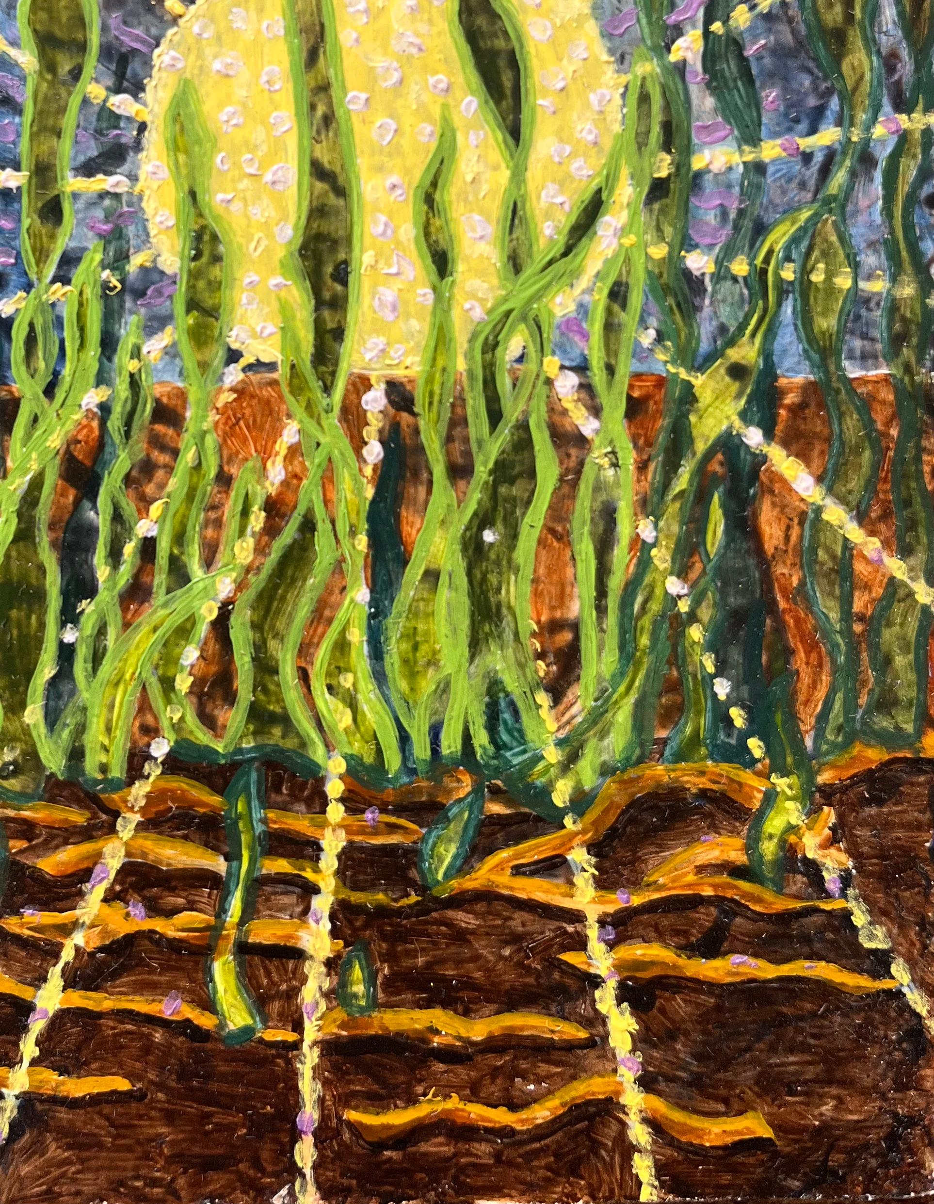 Pittura ad olio surrealista britannica degli anni '60 - 'Revival' astratto - Abstract Painting Grigio di Elvic Steele