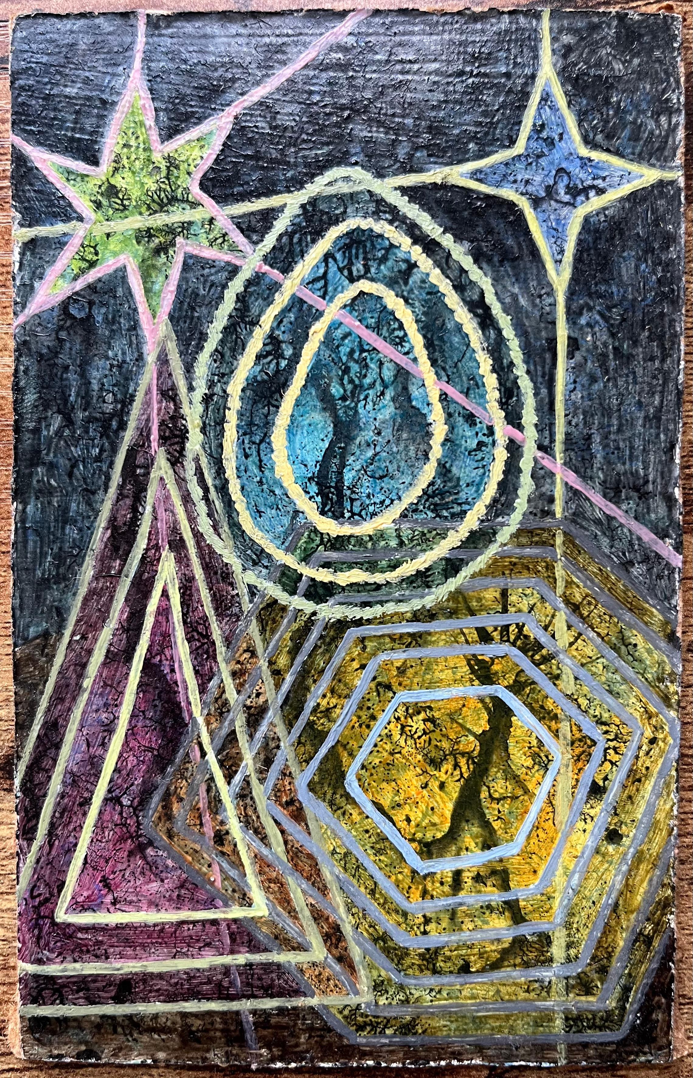 Pittura ad olio surrealista britannica degli anni '60 - Studio astratto 