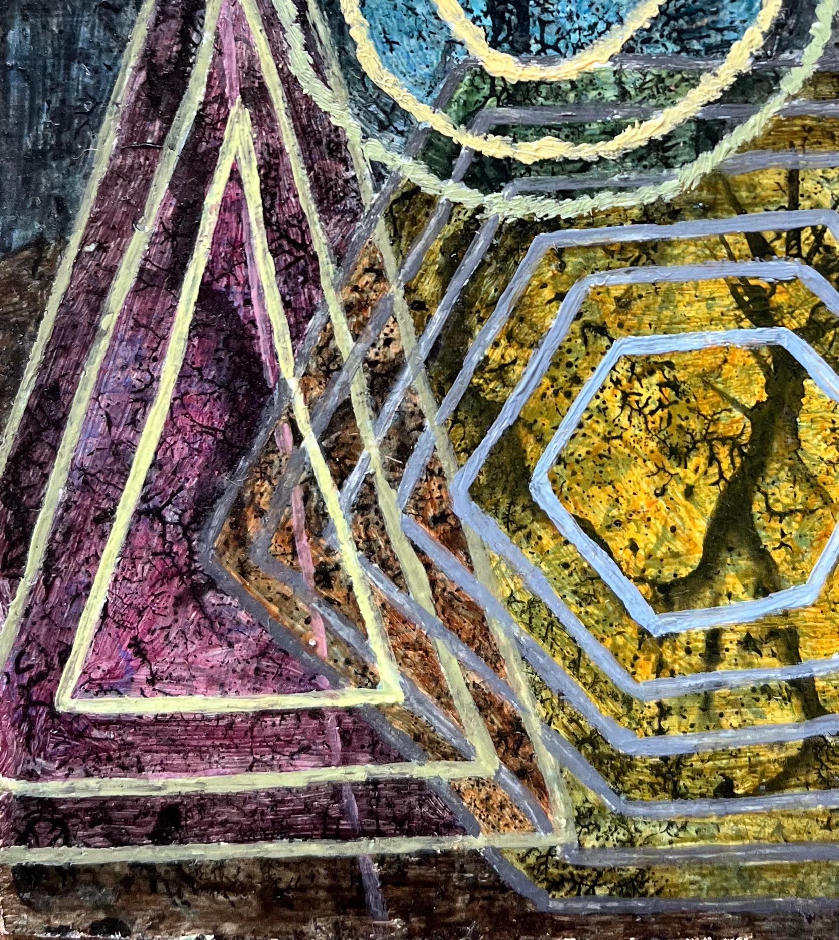 Pittura ad olio surrealista britannica degli anni '60 - Studio astratto 
