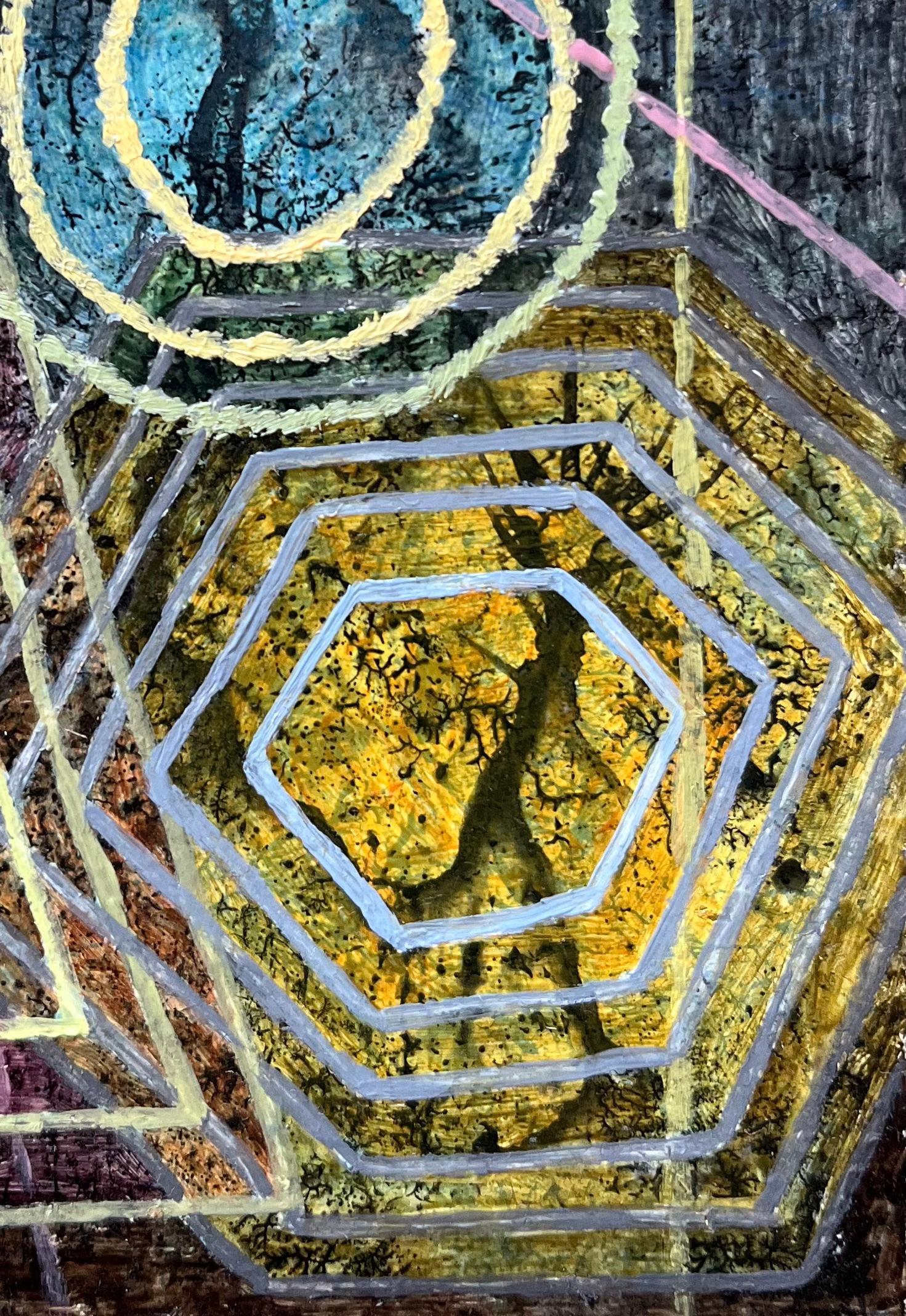 Pittura ad olio surrealista britannica degli anni '60 - Studio astratto 