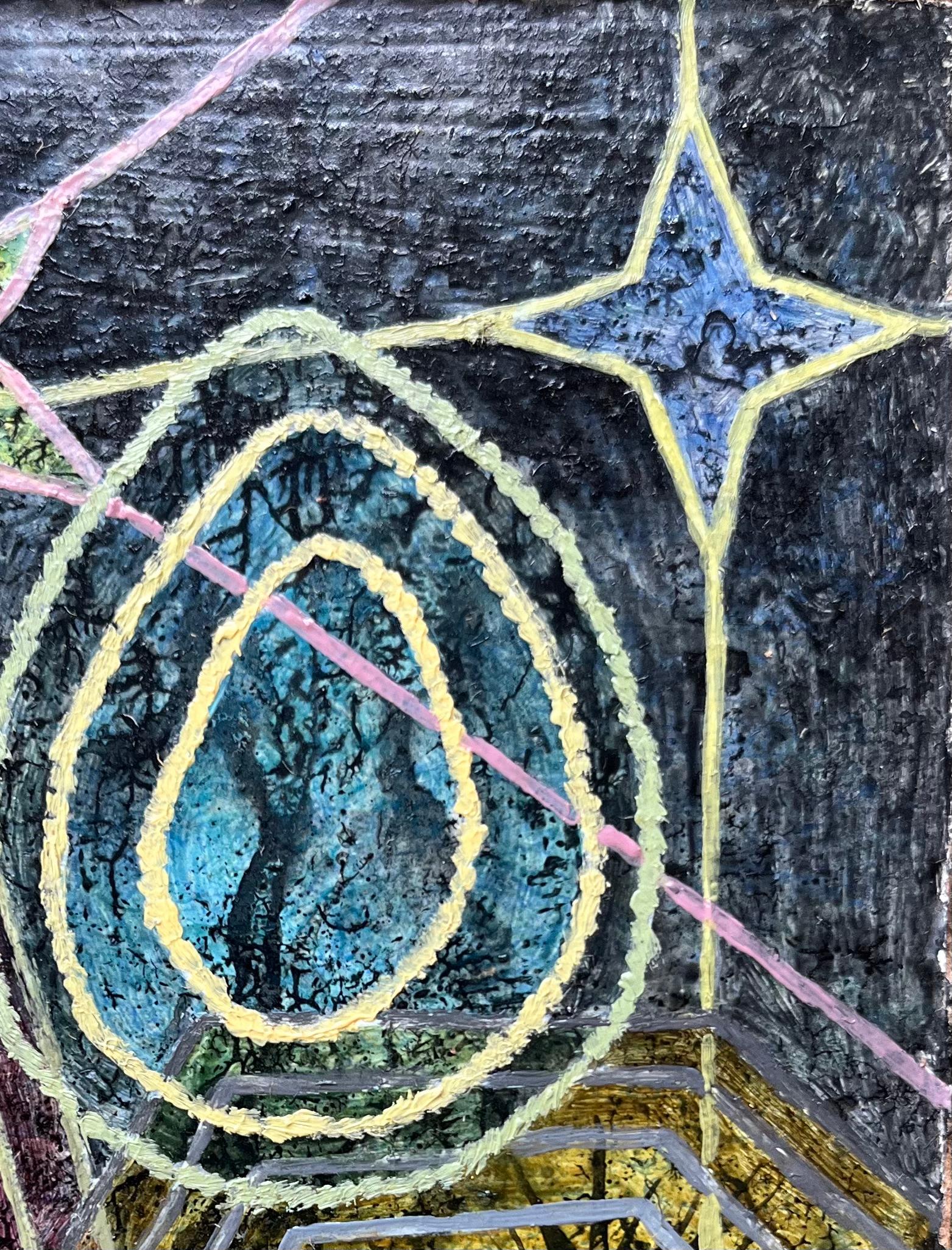Titolo: Pittura ad olio surrealista britannica degli anni '60 - Studio astratto 