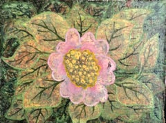 1960's British Surrealist Oil Painting - 'Summer Warmth' Pink Flower Abstract