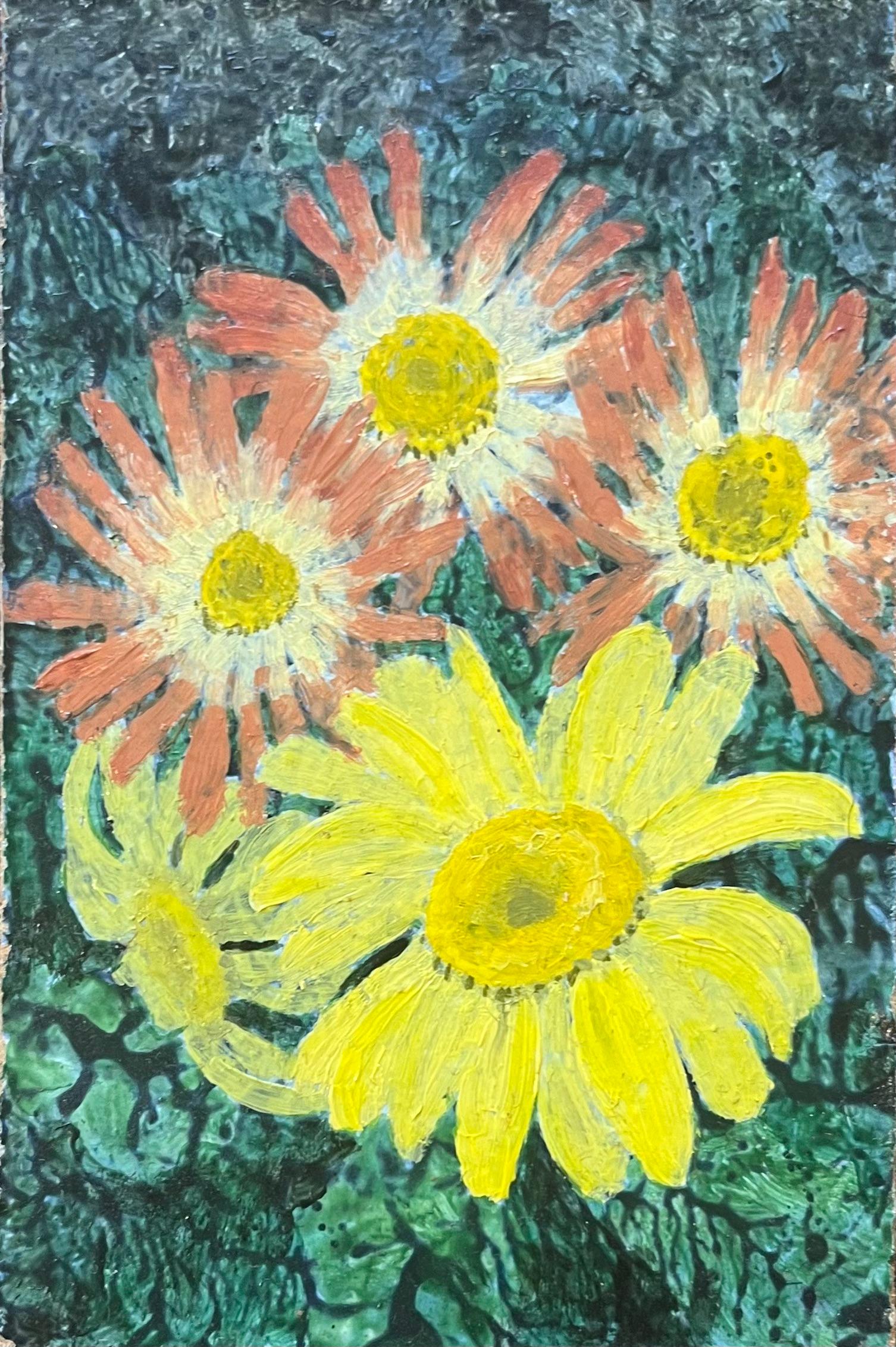Elvic Steele Abstract Painting – 1960's British Surrealist Ölgemälde - Sunlit Blossoms