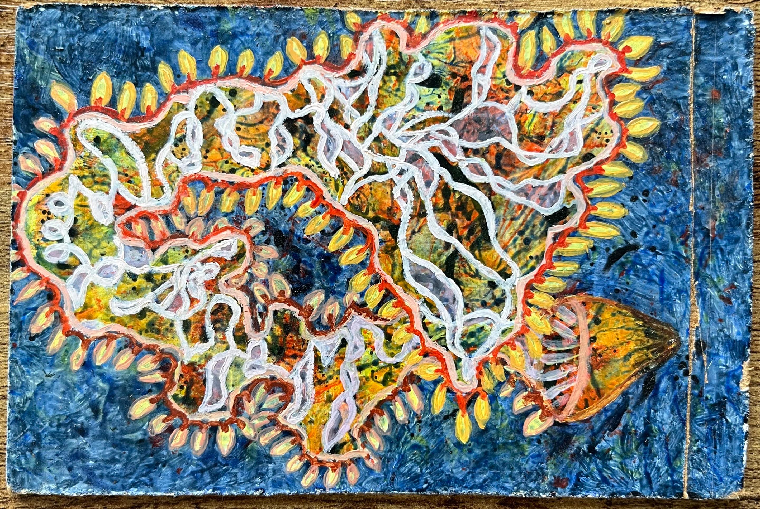 1960's British Surrealist Oil Painting - Sunlit Coral and Sea Bloom Study - Brown Abstract Painting by Elvic Steele