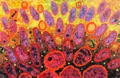 Pittura ad olio surrealista britannica degli anni '60 - Colori del tramonto astratti
