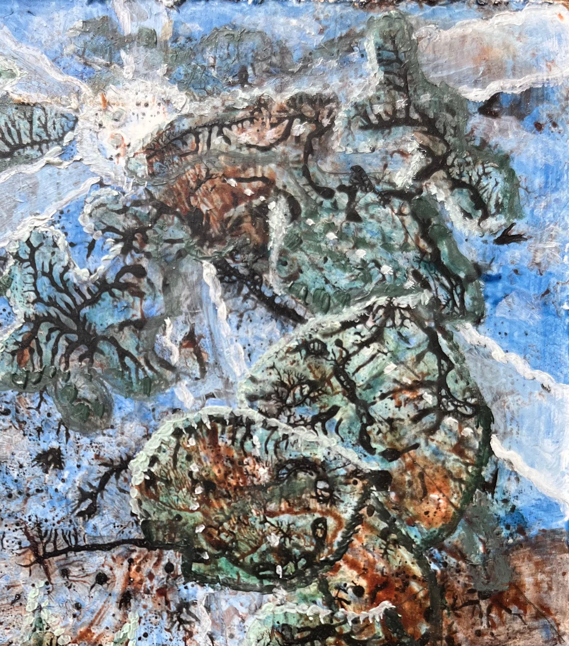 Titolo: Pittura ad olio surrealista britannica degli anni '60 - Paesaggio botanico strutturato
Artista: Elvic Steele
Mezzo: Olio su tavola, senza cornice
Dimensioni: 6 altezza x 4,5 larghezza
Condizioni: Buono 
Provenienza: tutti i quadri che