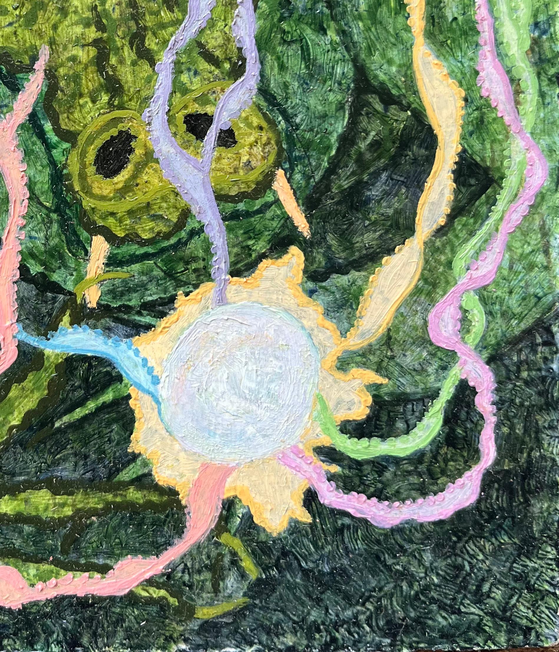 Pittura ad olio surrealista britannica degli anni '60 - 'La perla fiammeggiante' astratta - Painting Surrealismo di Elvic Steele