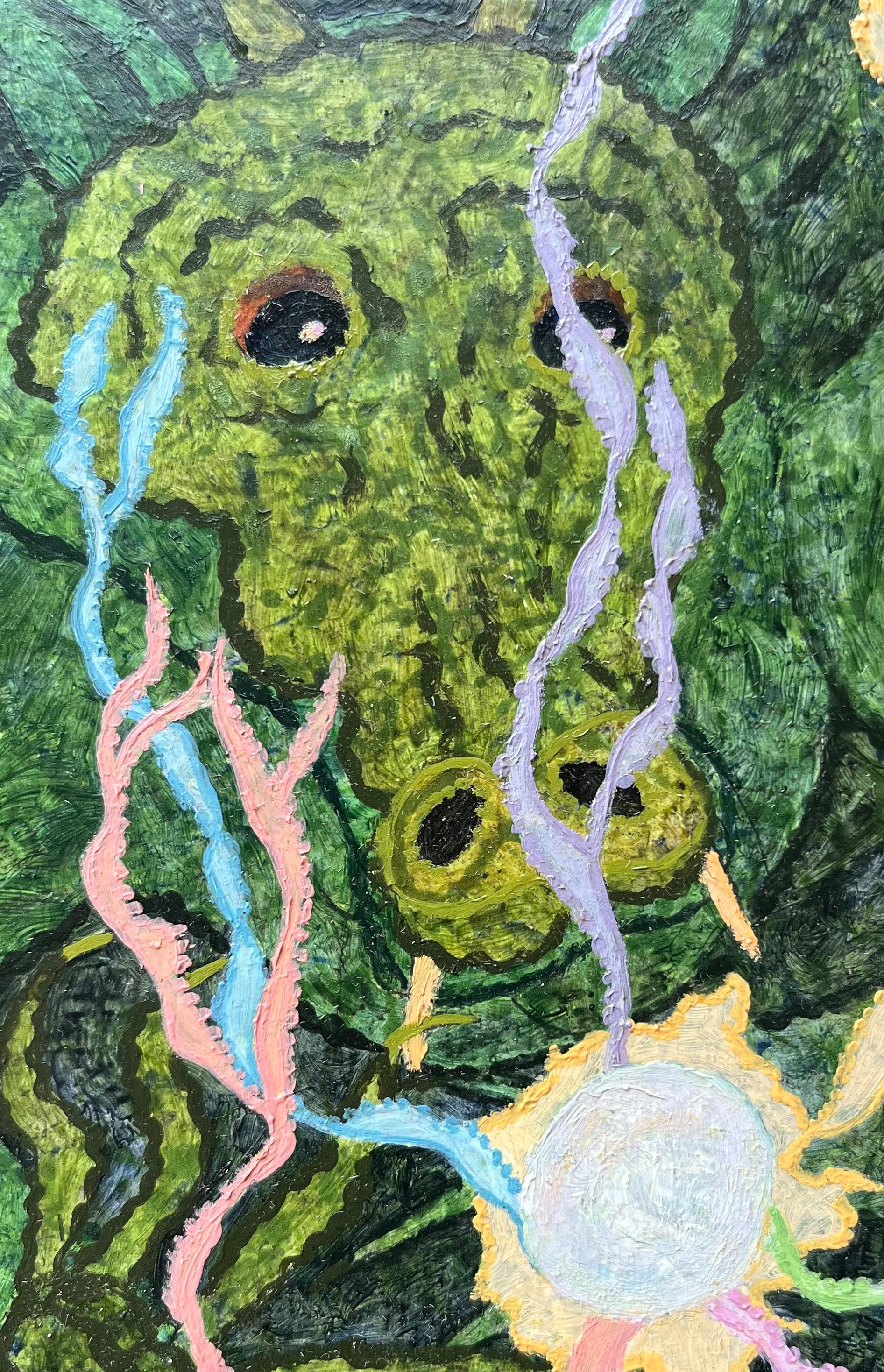 Pittura ad olio surrealista britannica degli anni '60 - 'La perla fiammeggiante' astratta in vendita 2