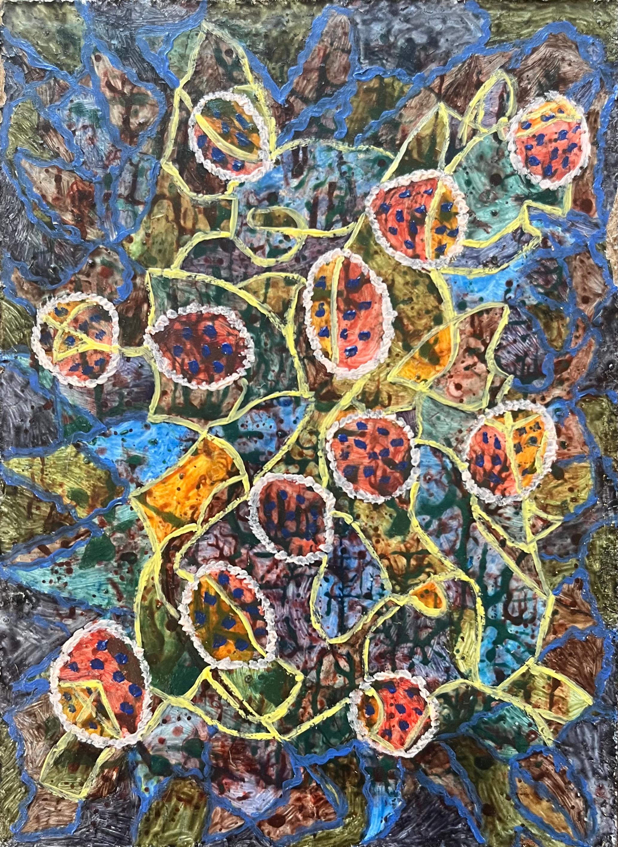 Abstract Painting di Elvic Steele - Pittura ad olio surrealista britannica degli anni '60 - "Legami di parentela"