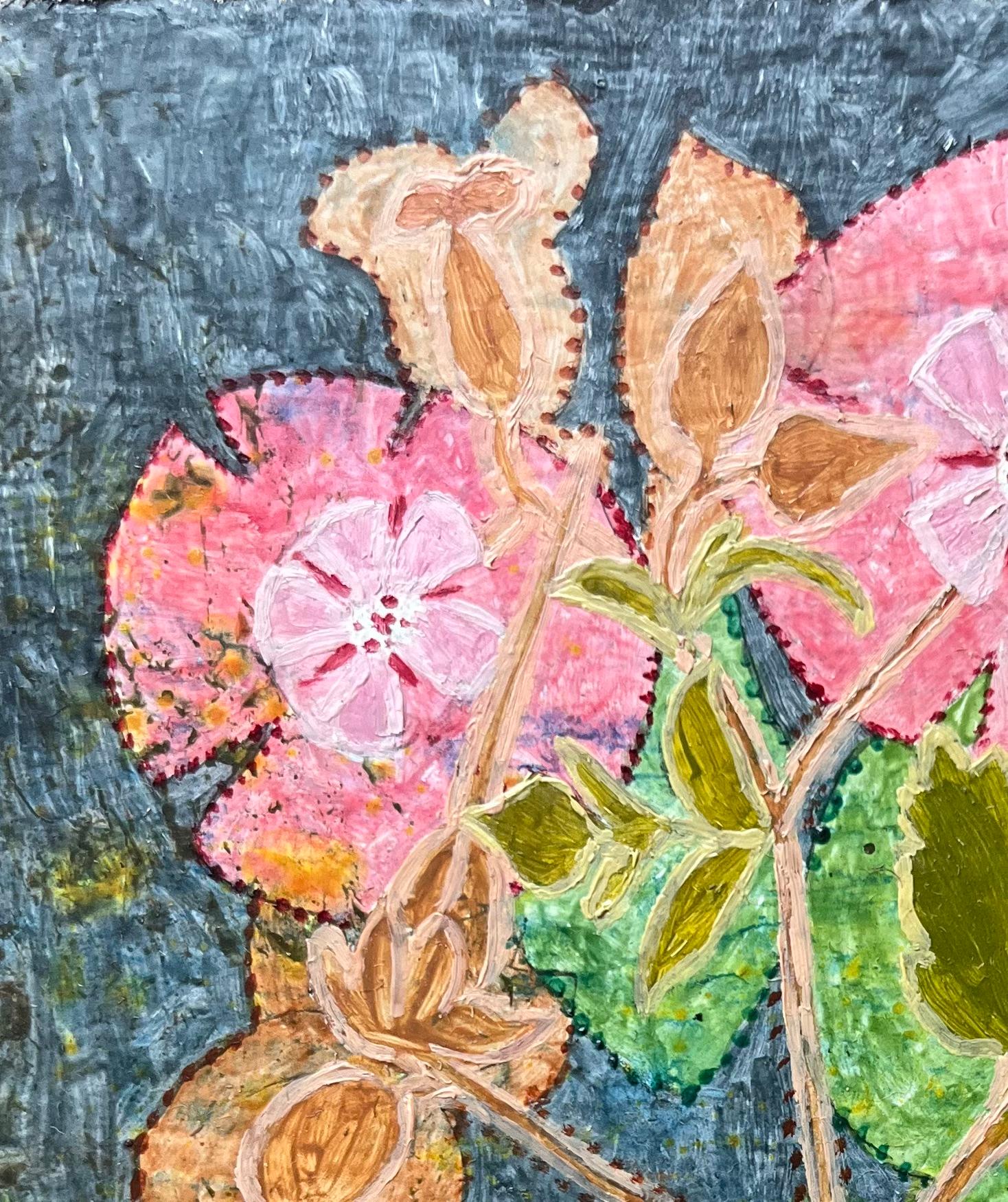 Pittura ad olio surrealista britannica degli anni '60 - 'Geranio selvatico': Studio floreale botanico - Painting Surrealismo di Elvic Steele