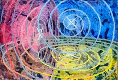 British Surrealist Oil Painting - Three Dimensions Abstract Geometric Study