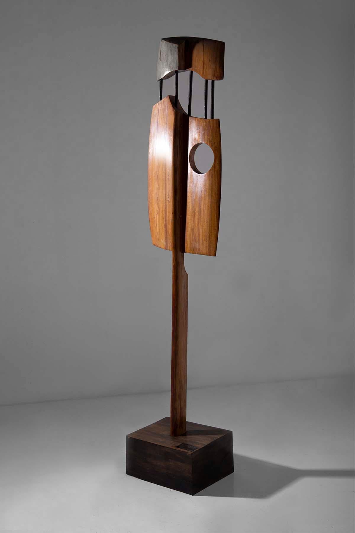Italian Elvio Becheroni Abstract wooden sculpture: Title Totem For Sale