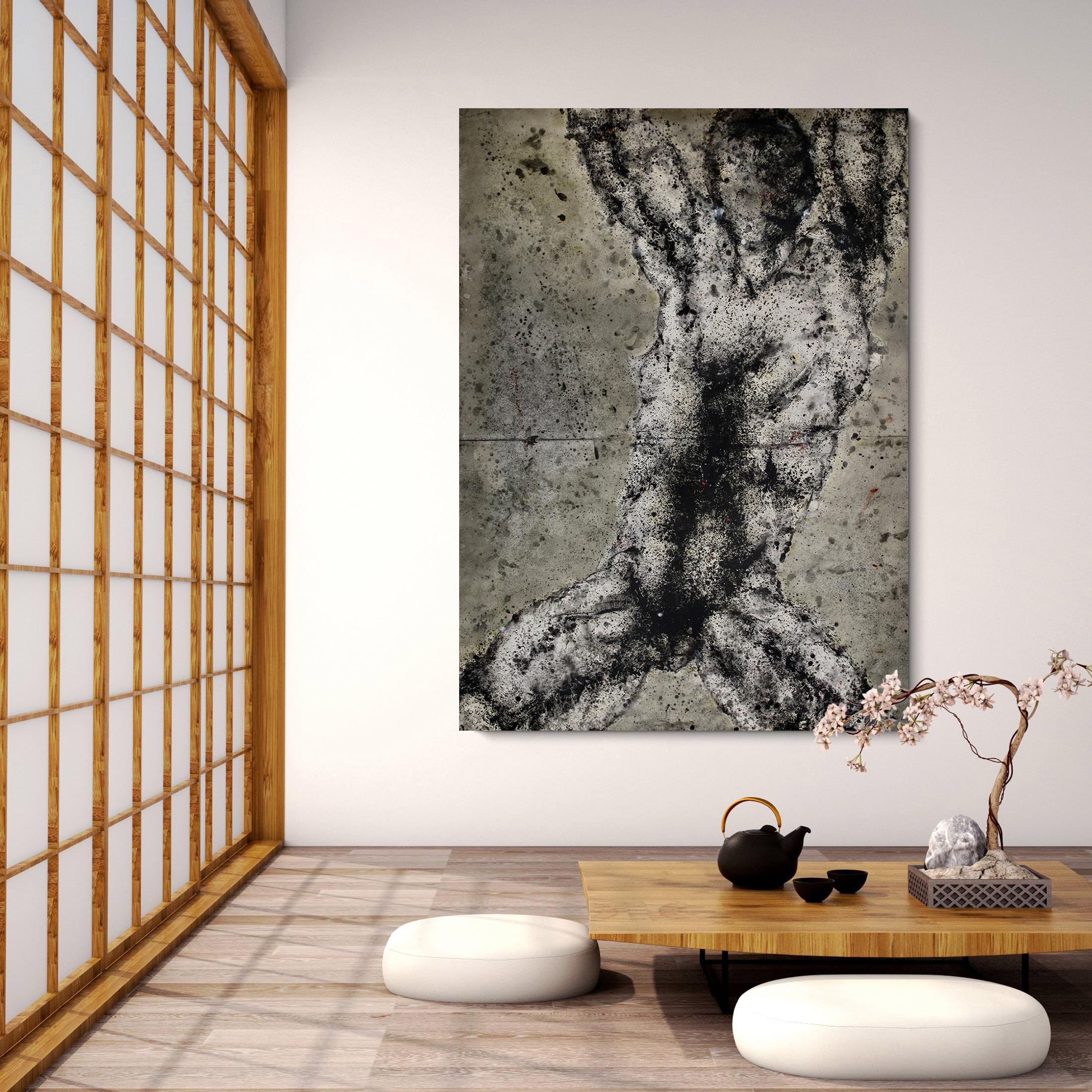 Body I by Ferle - Abstract painting, male body, movement, neutral tones, man For Sale 2