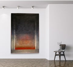 Untitled L di Ferle - Quadro astratto di grandi dimensioni, rosso e nero, sfondo scuro