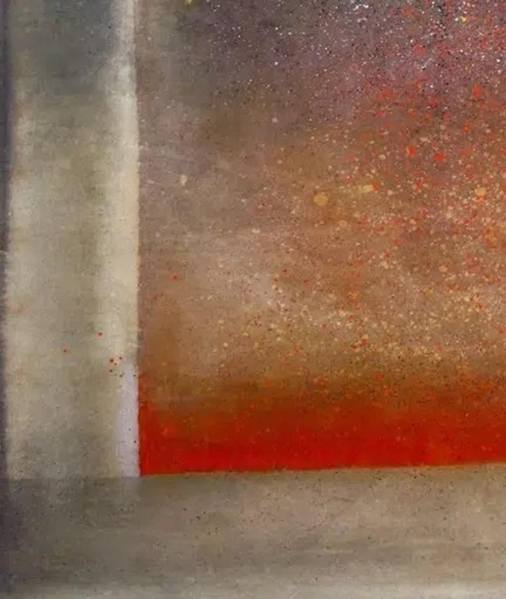 Untitled L by Ferle - Large abstract painting, red and black, dark background For Sale 3