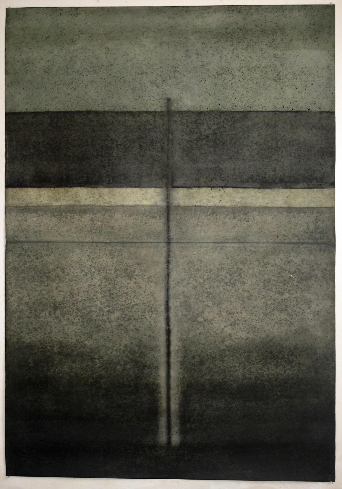 Elvire Ferle Abstract Painting – Ohne Titel LIV von Ferle - Großes abstraktes Gemälde, dunkle Töne, graue Farben