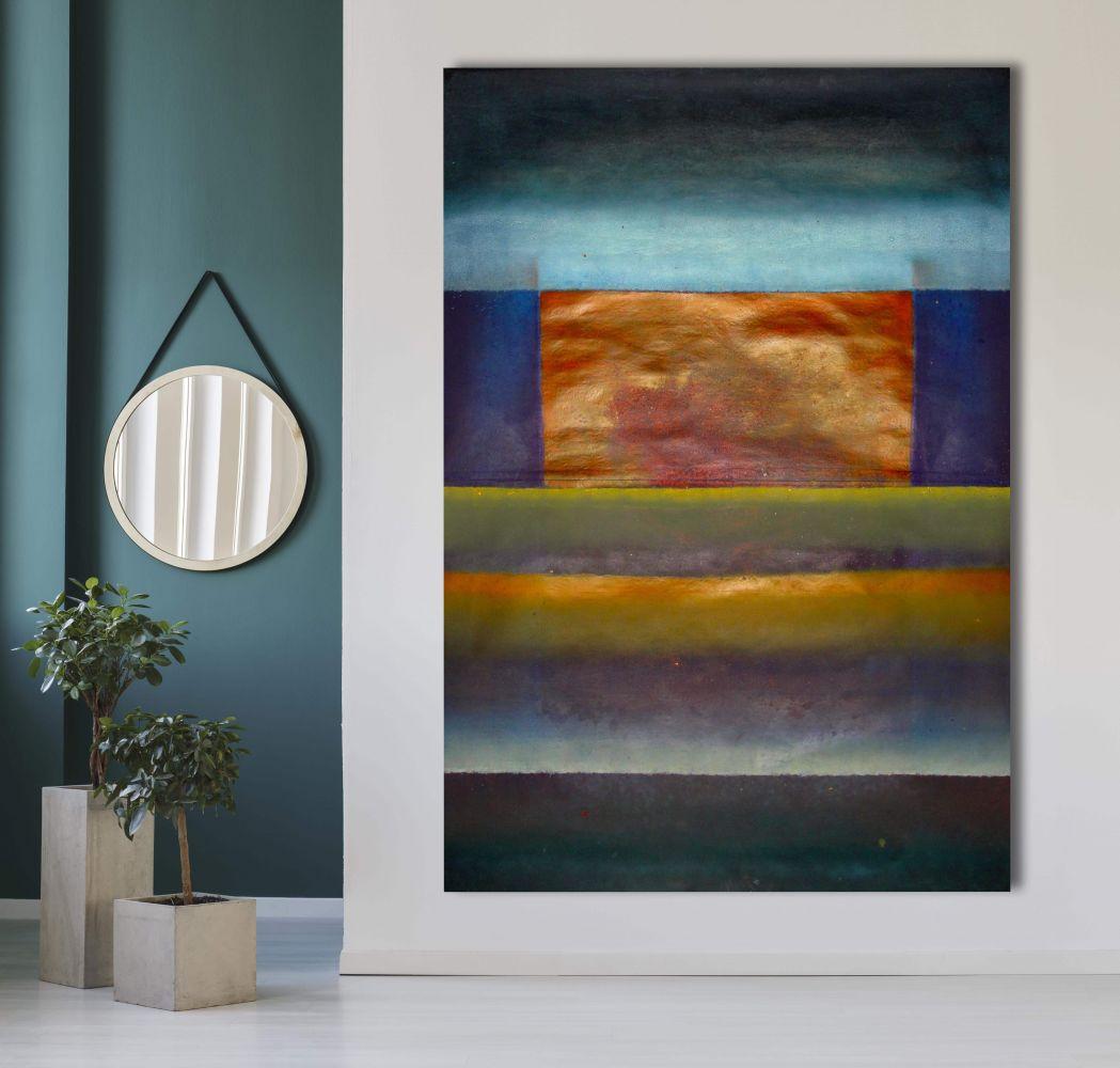 Untitled LIX by Ferle - Large abstract painting, colourful, vibrant tones - Abstract Painting by Elvire Ferle