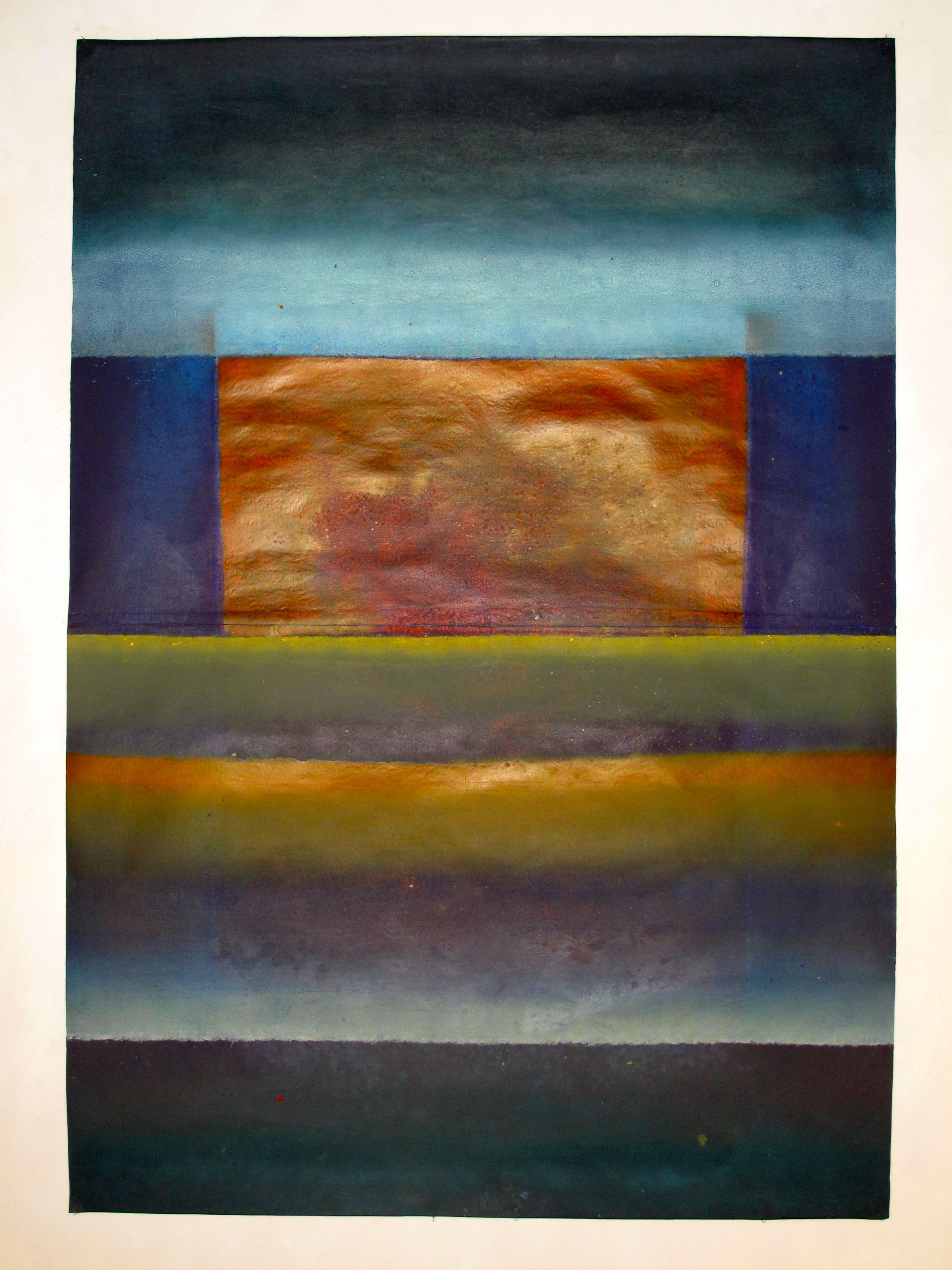 Untitled LIX by Ferle - Large abstract painting, colourful, vibrant tones - Painting by Elvire Ferle