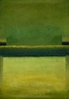 Untitled LX by Ferle - large abstract painting, green & yellow