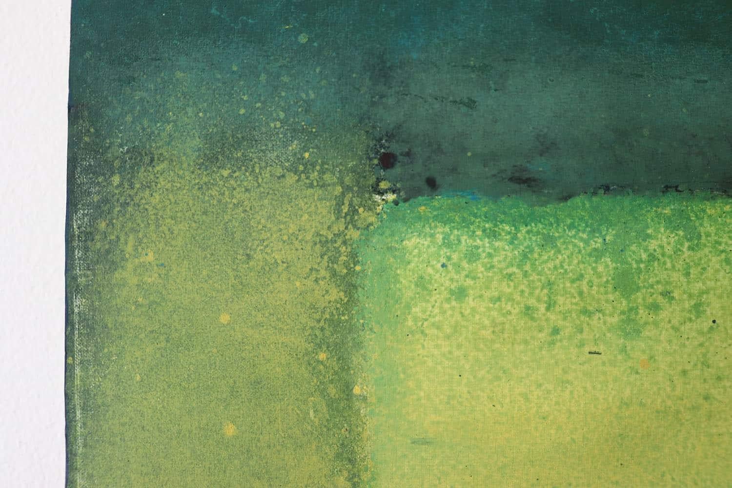 Untitled LX di Ferle - Quadro astratto di grandi dimensioni, toni vivaci, spirituali, verdi - Painting Astratto di Elvire Ferle