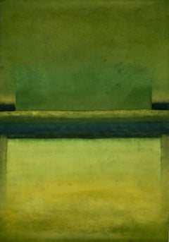 Ohne Titel LX von Ferle - Großes abstraktes Gemälde, lebendige Töne, spirituell, grün