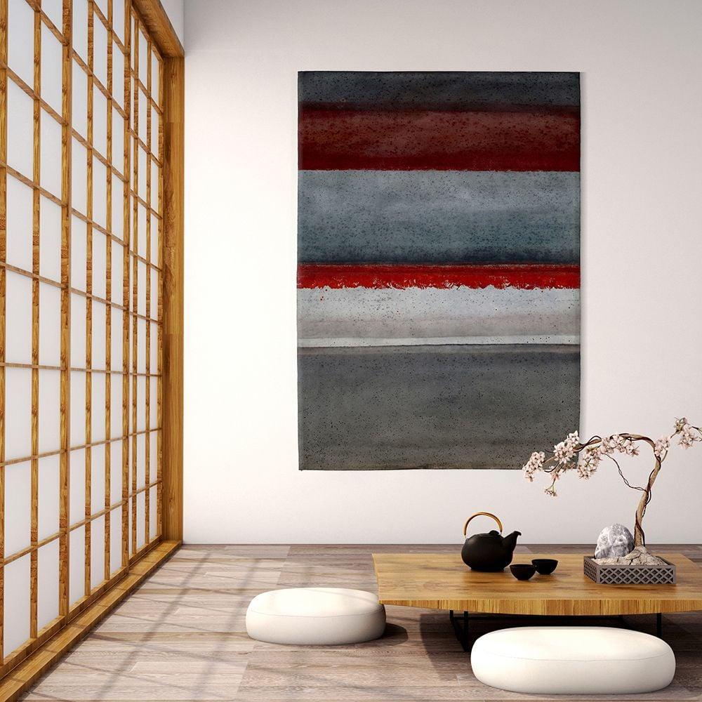 Untitled LXIII by Ferle - Large abstract painting, deep tones, spiritual, red - Painting by Elvire Ferle