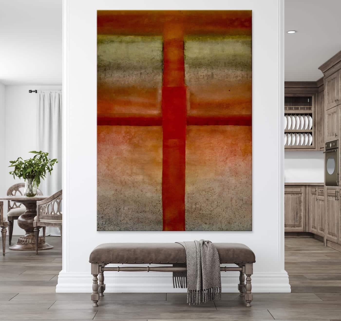 Untitled LXIV is a unique oil on free-standing canvas painting by contemporary artist Ferle, dimensions are 200 cm × 140 cm (78.7 × 55.1 in).
The artwork is signed, sold unframed and comes with a certificate of authenticity.

A viewer would first