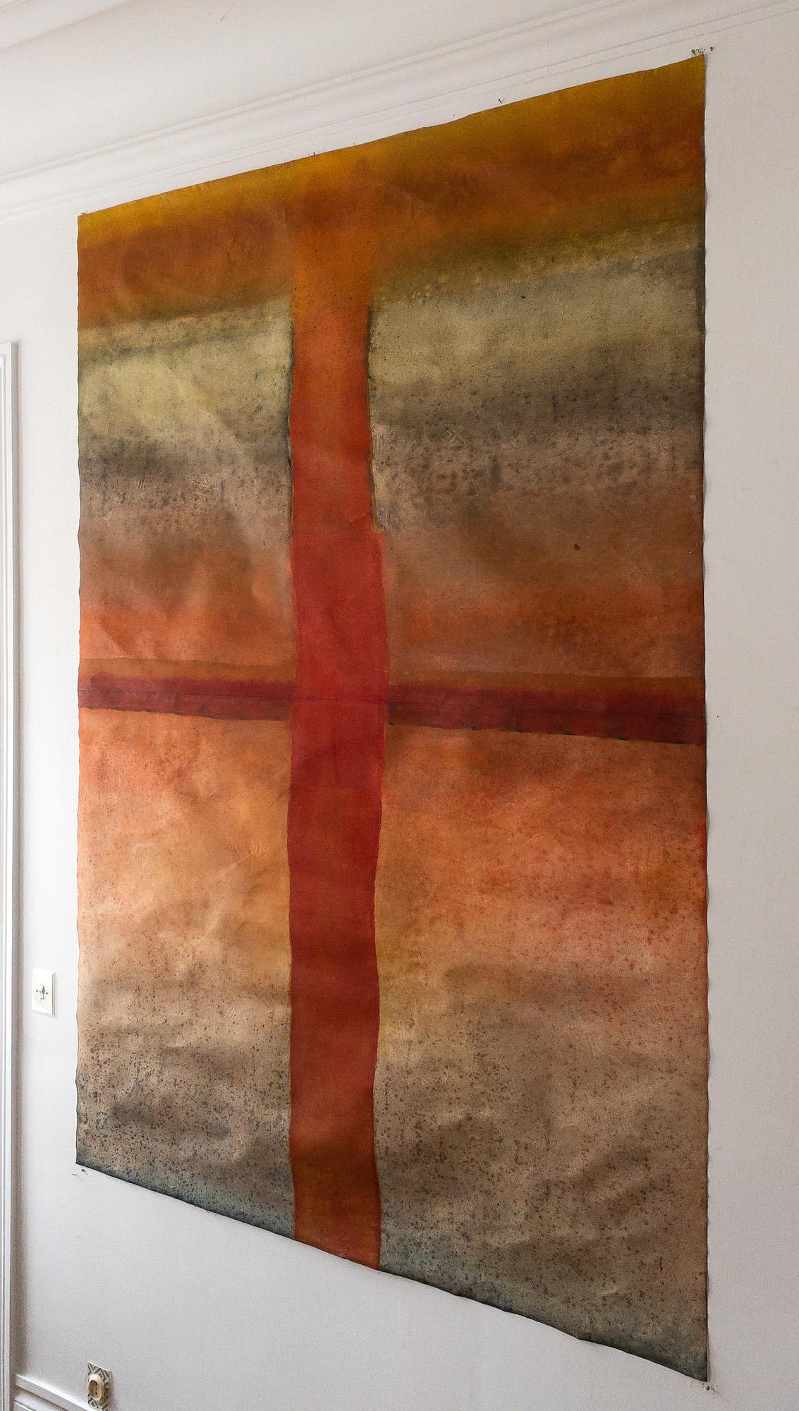 Untitled LXIV by Ferle - Large abstract painting, vivid tones, spiritual, red For Sale 1