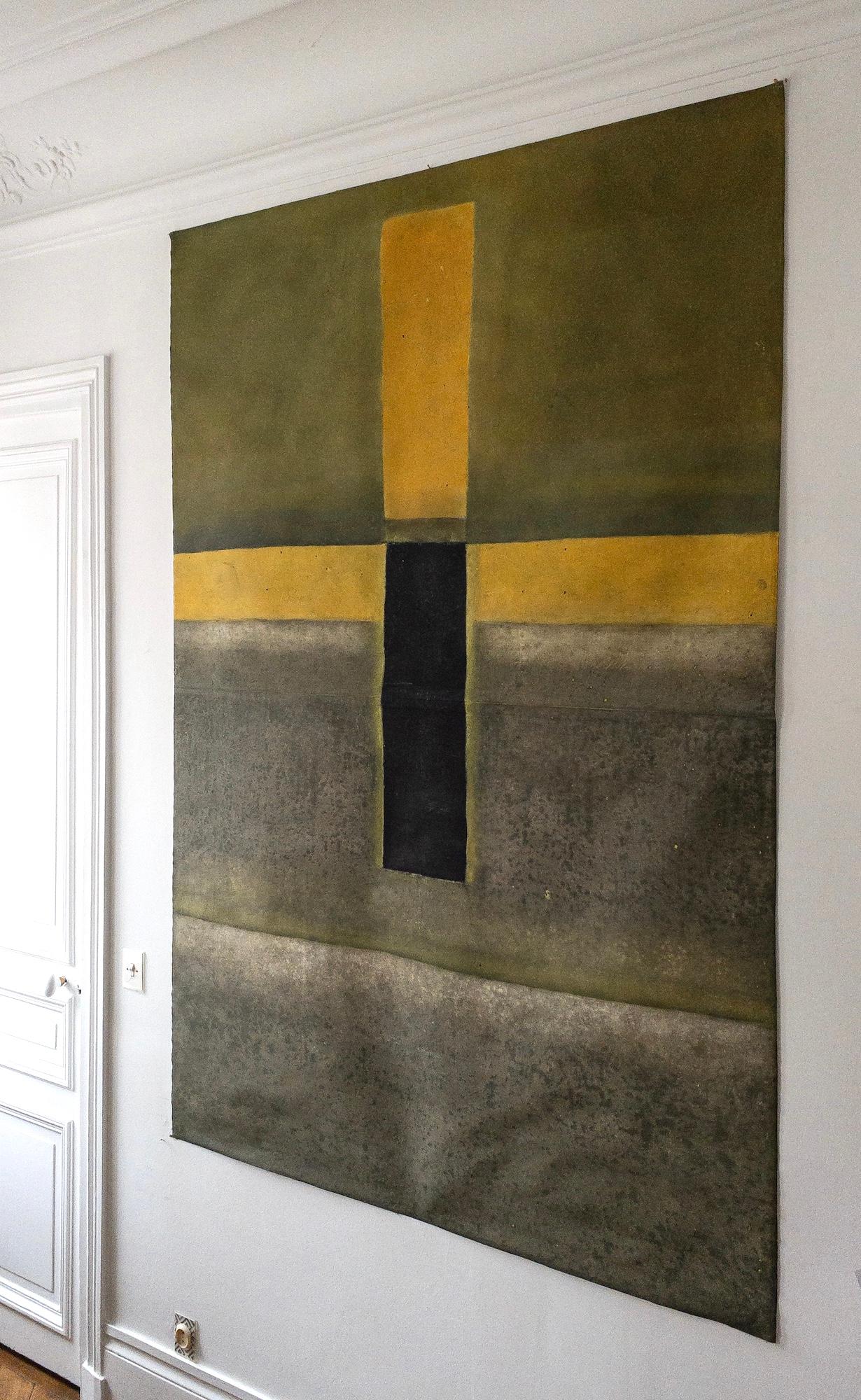 Untitled LXIX is a unique oil on free-standing canvas painting by contemporary artist Ferle, dimensions are 200 cm × 140 cm (78.7 × 55.1 in).
The artwork is signed, sold unframed and comes with a certificate of authenticity.

A viewer would first