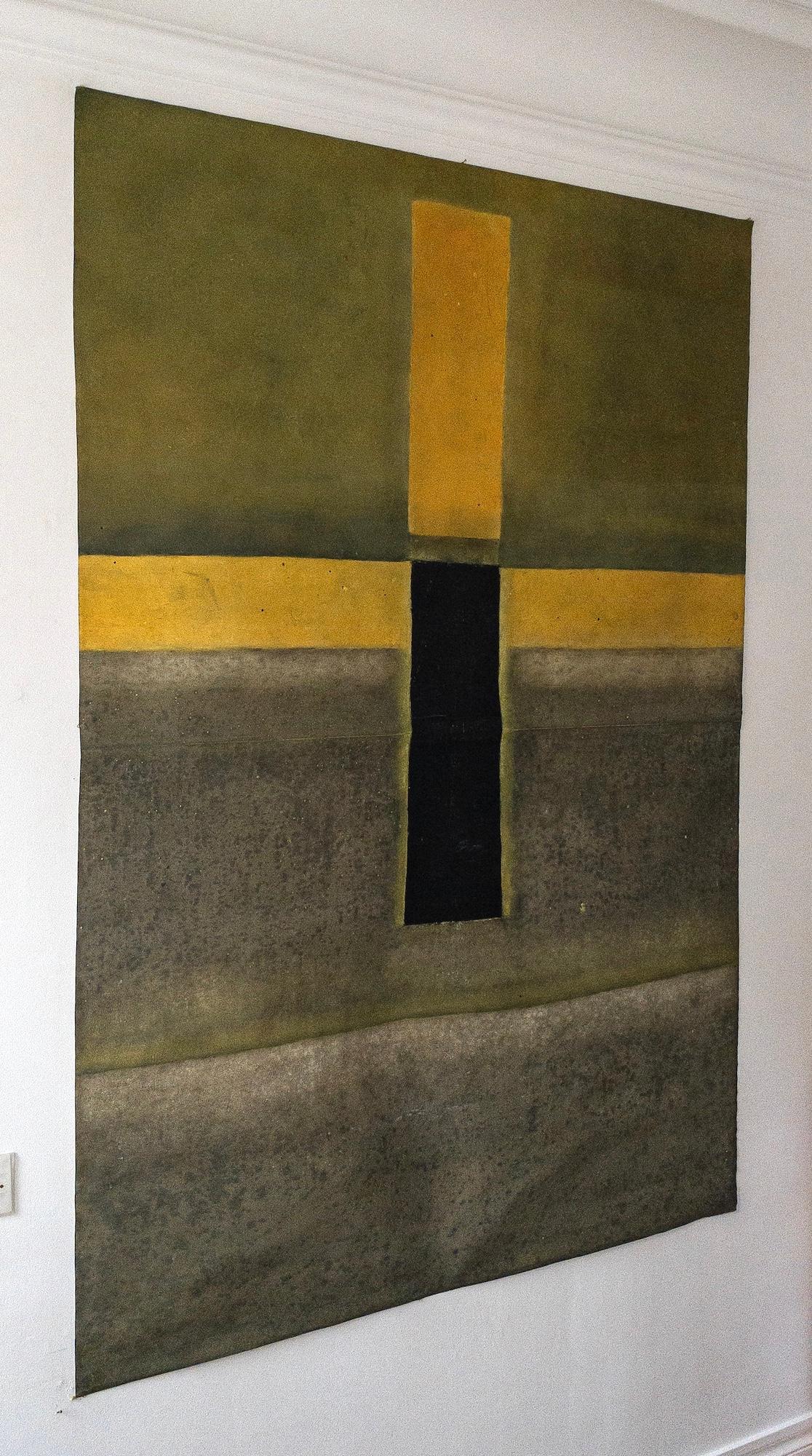 Untitled LXIX is a unique oil on free-standing canvas painting by contemporary artist Ferle, dimensions are 200 cm × 140 cm (78.7 × 55.1 in).
The artwork is signed, sold unframed and comes with a certificate of authenticity.

A viewer would first